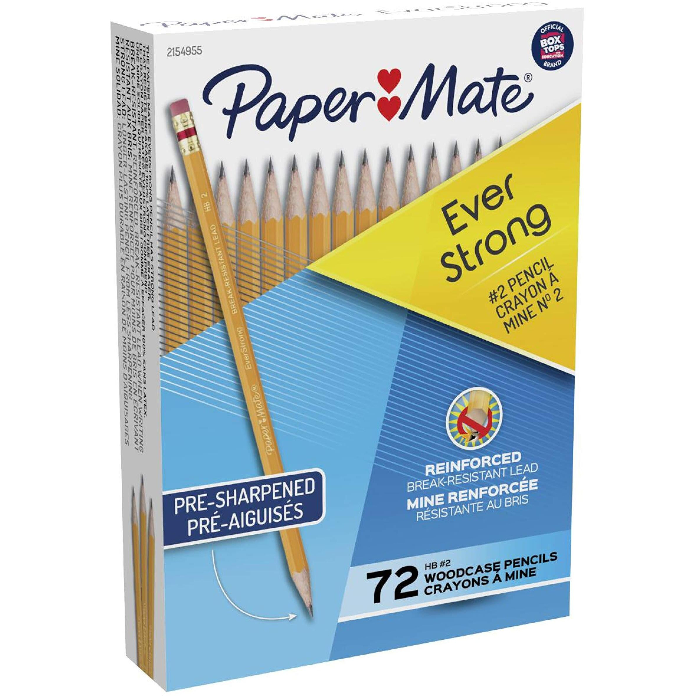Paper Mate Everstrong 2 Pencils, Reinforced, Break-Resistant Lead When Writing, 72 Count