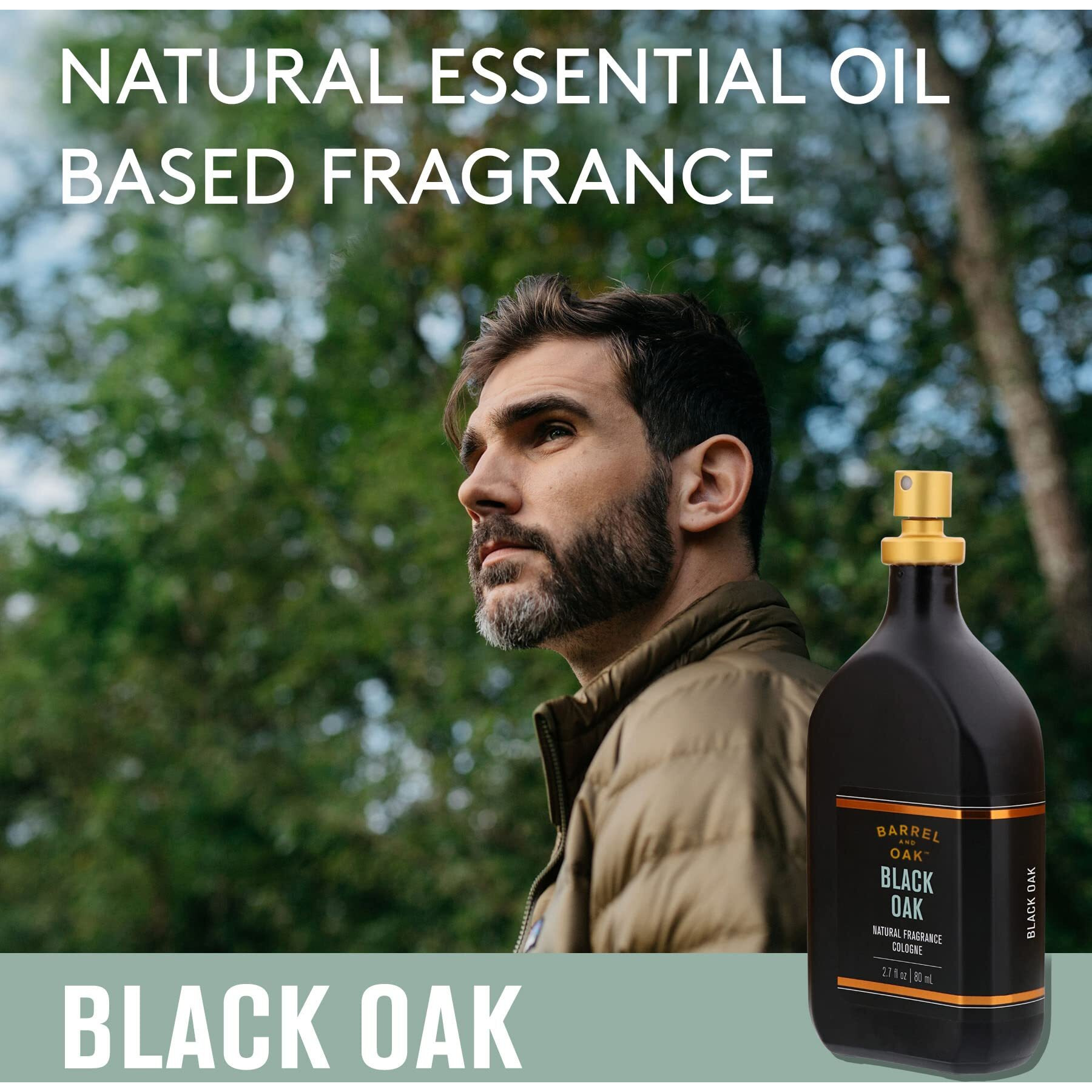 Barrel And Oak - Natural Fragrance Cologne, Cologne For Men, Eau De Cologne, Essential Oil-Based Scent, Warm Oak & Spicy Bergamot, Subtle Earthy Fragrance, Paraben & Sls Free (Black Oak, 2.7Oz)
