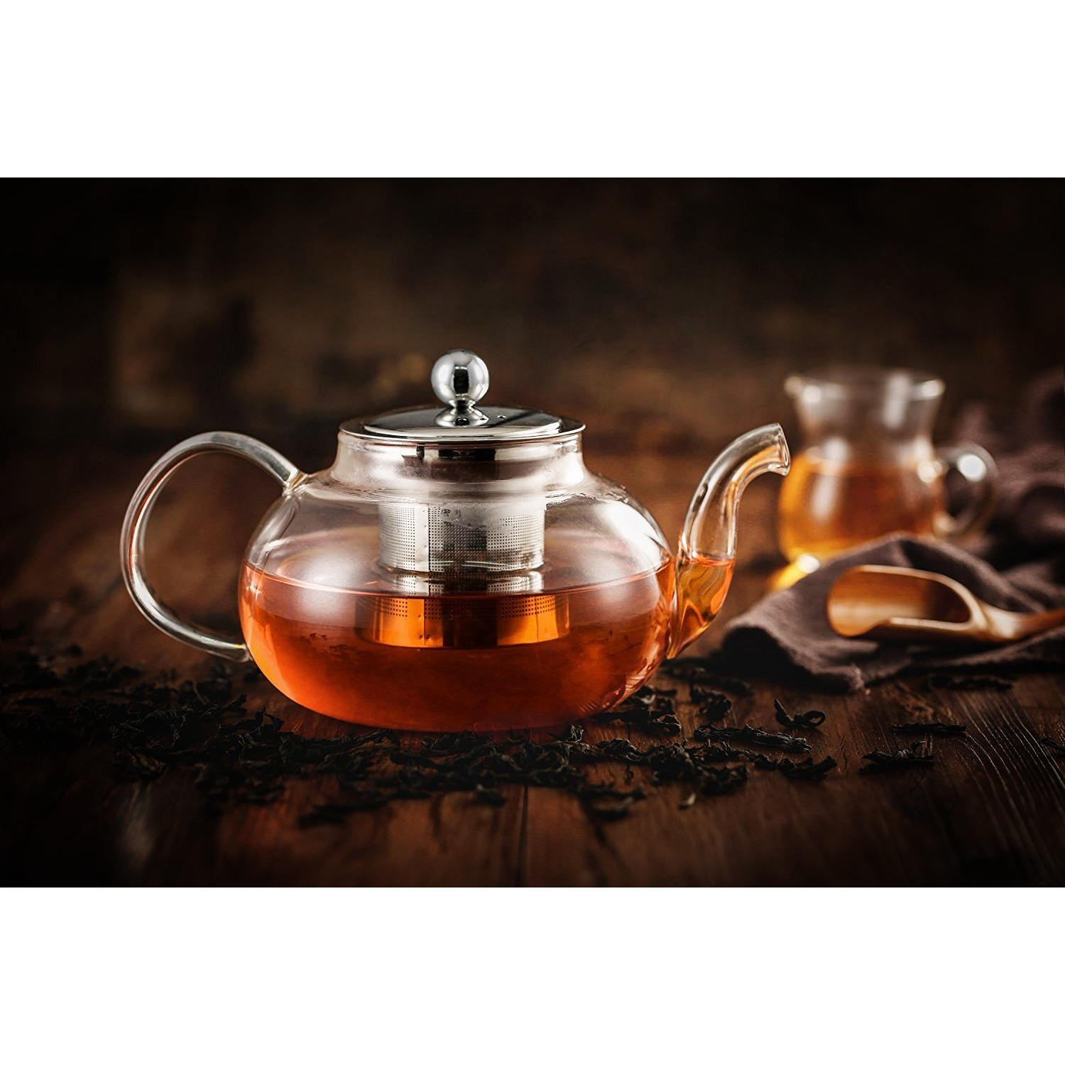Hiware Glass Teapot With Stainless Steel Infuser & Lid, Borosilicate Glass Tea Pot Stovetop Safe, Blooming & Loose Leaf Teapots, 27 Oz