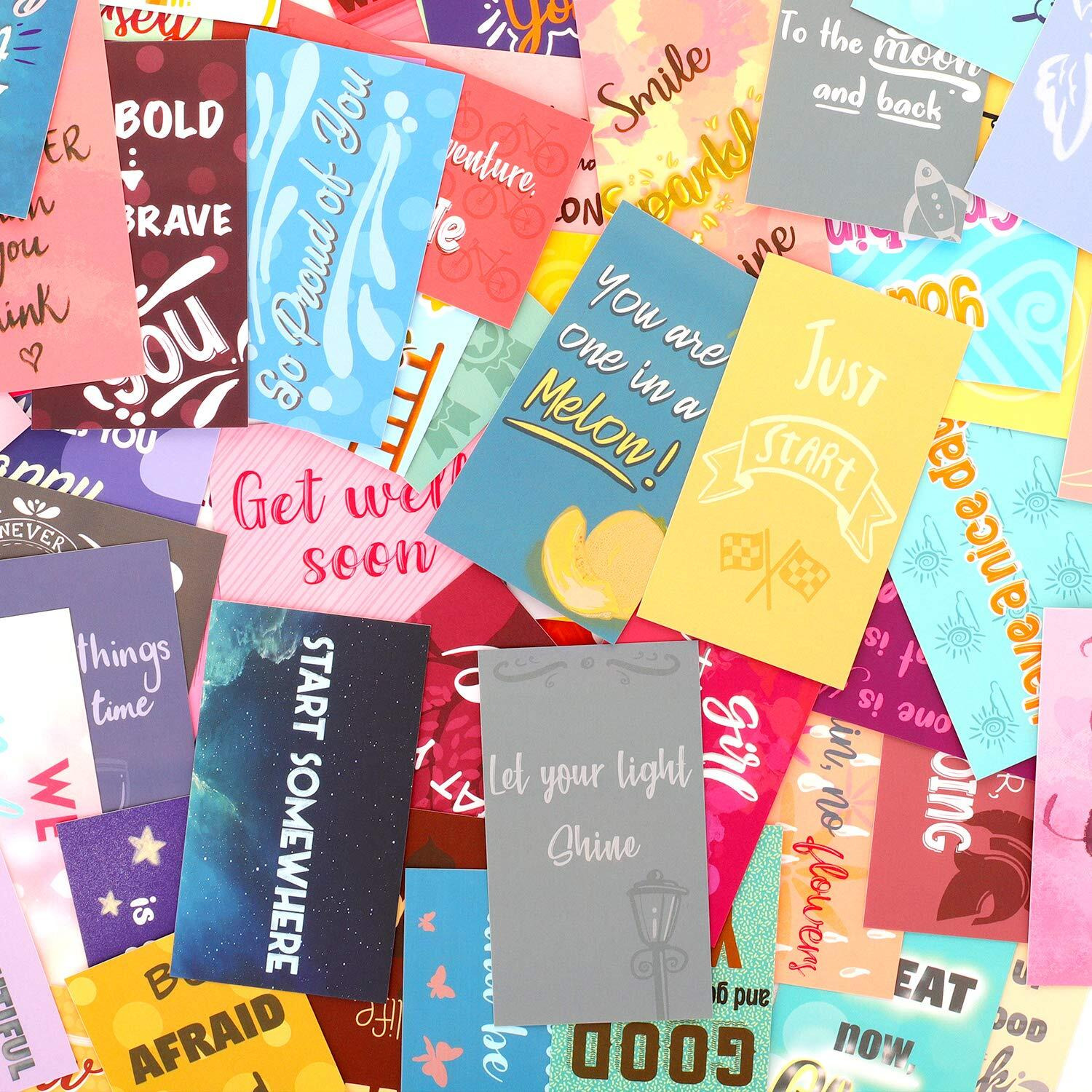 Brytefy 100 Motivational Cards With Inspirational Quotes - Encouragement And Kindness Cards Shows Gratitude And Appreciation. Affirmation Cards Set Contains 100 Uniquely Designed Mini Note Cards