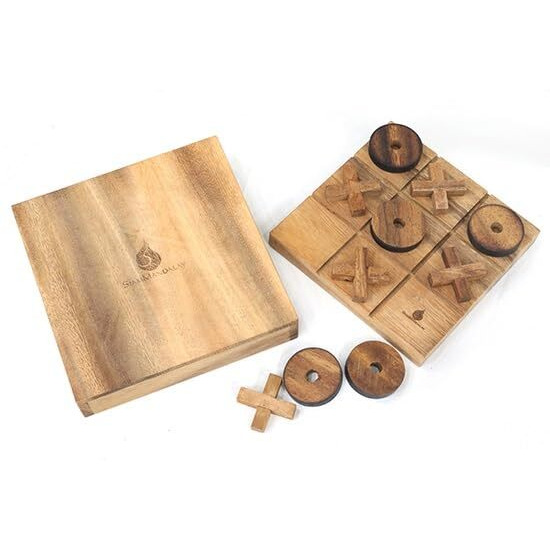 Wood Tic Tac Toe Game Wooden Xoxo Traditional Unique Gift For Kids Classic Family Fun Board Game With Xs And Os Brain Teaser Strategy Indoor Entertainment Two-Player