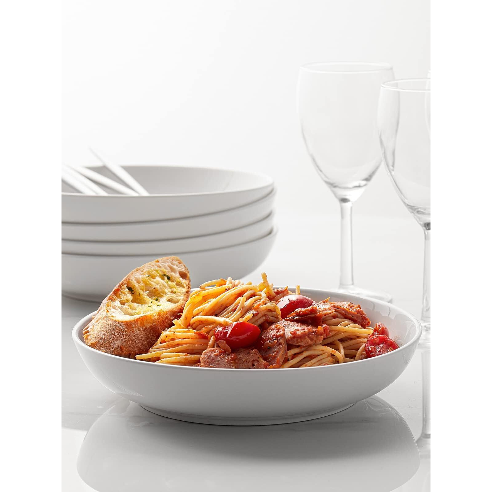 Y Yhy Pasta Bowls, 30Oz Salad Bowls White Soup Bowls Large Pasta Serving Bowl Porcelain Pasta Plates Wide And Shallow Bowls Set Of 6 Microwave Dishwasher Safe Valentines Day Gift