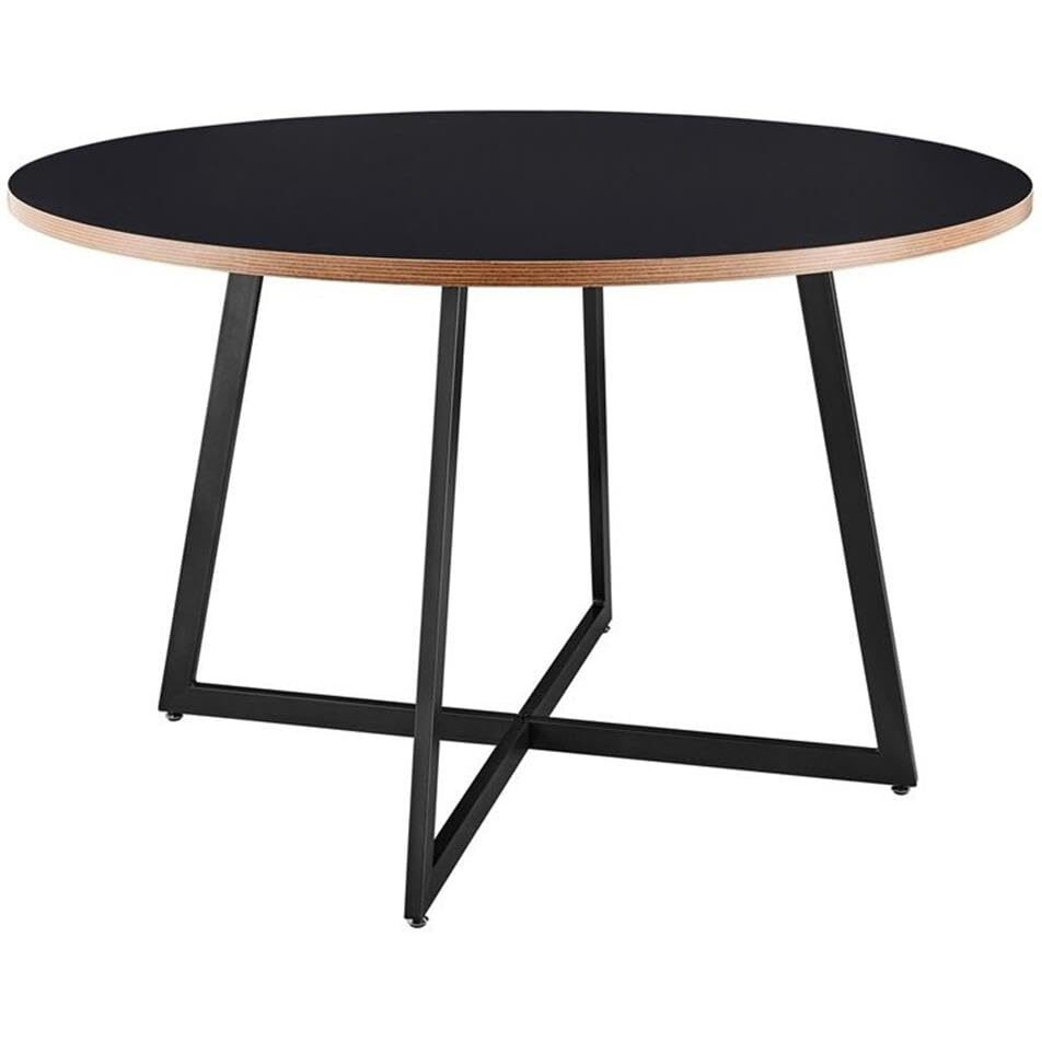 New Pacific Direct Courtdale 48"" Round Wood Table In Black/Metallic Gunmetal