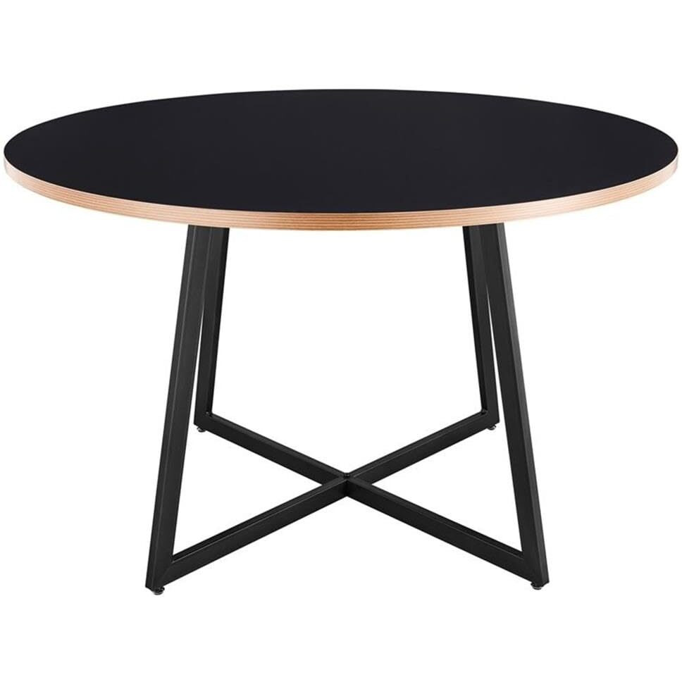 New Pacific Direct Courtdale 48"" Round Wood Table In Black/Metallic Gunmetal