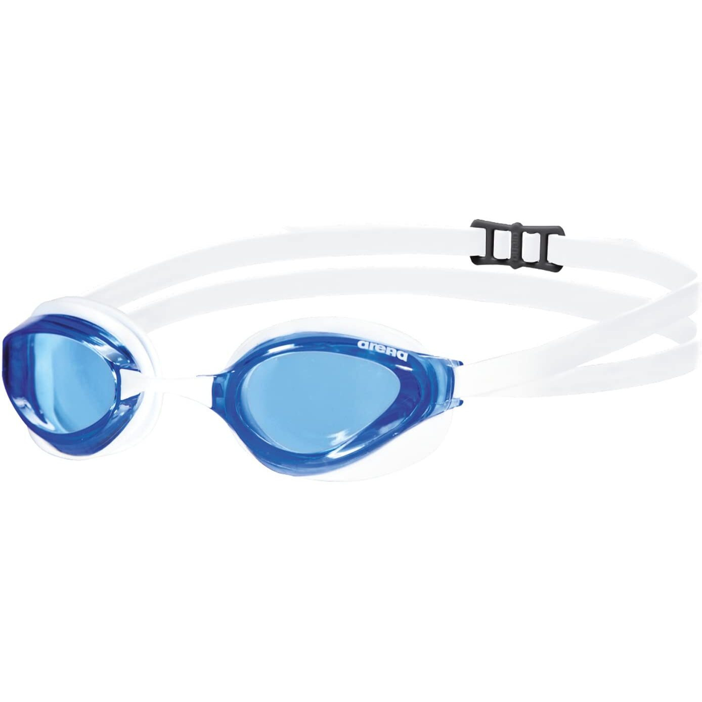 Arena Python Racing Swim Goggles For Men And Women, Uv Protection, Anti-Fog, Dual Strap, Non-Mirror Lens, Clear Blue/White/White