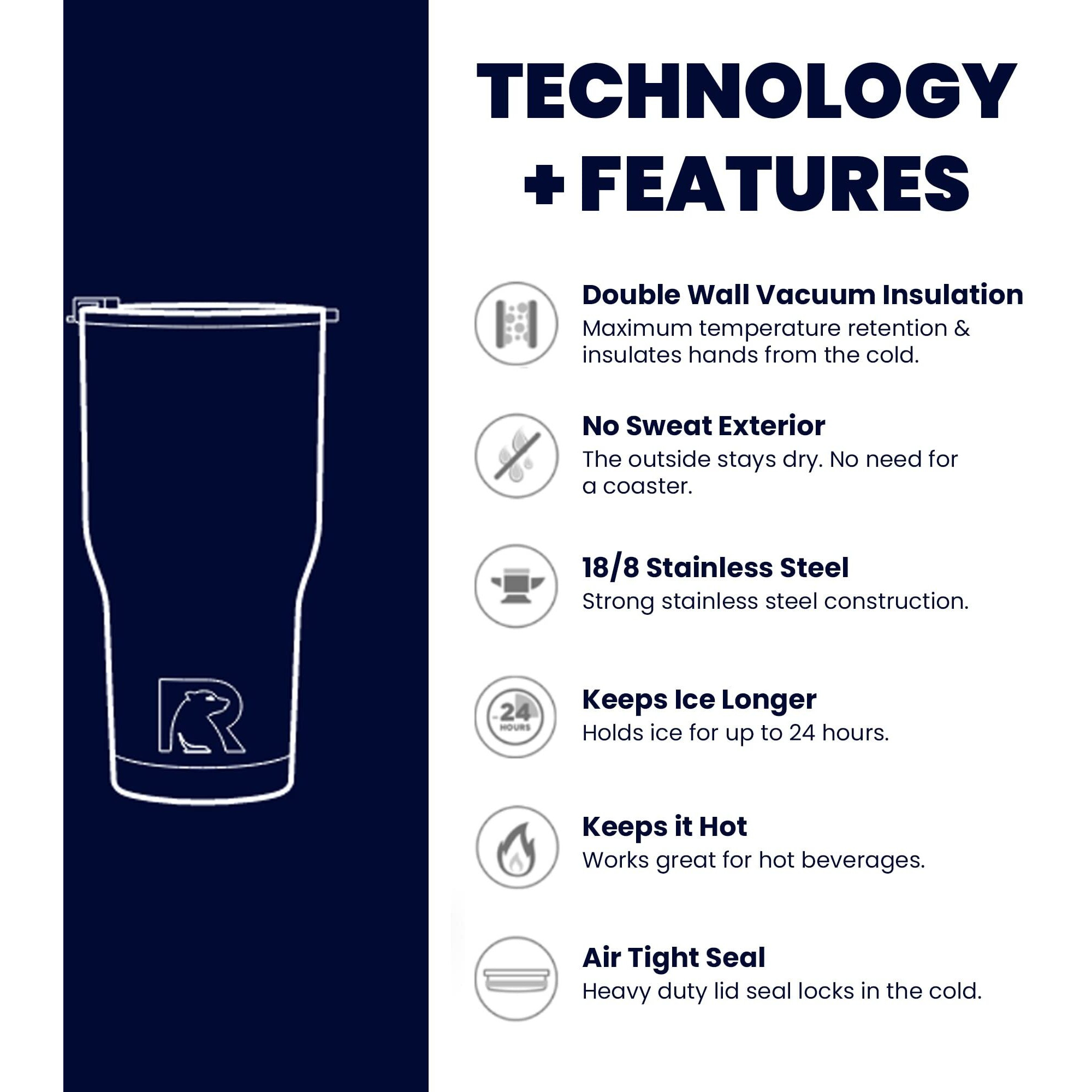 Rtic Tumbler With Splash Proof Lid, 20 Oz, Twilight, Insulated Travel Stainless Steel Coffee Mug, Sweat Proof, Keeps Hot & Cold Longer