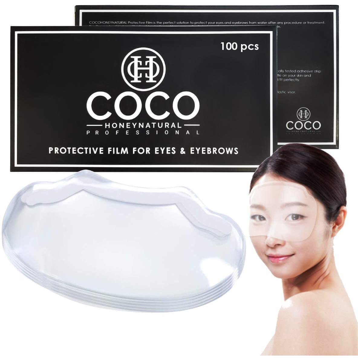 Coco-Honey (100 Pcs) Cocohoney Face Film Cover Shields Visors, Disposable Face Shields For Hairspray Salon Supplies, Microblading, Permanent Makeup, Shower, And Eyebrows Eyelash Extensions Eye Eyelid