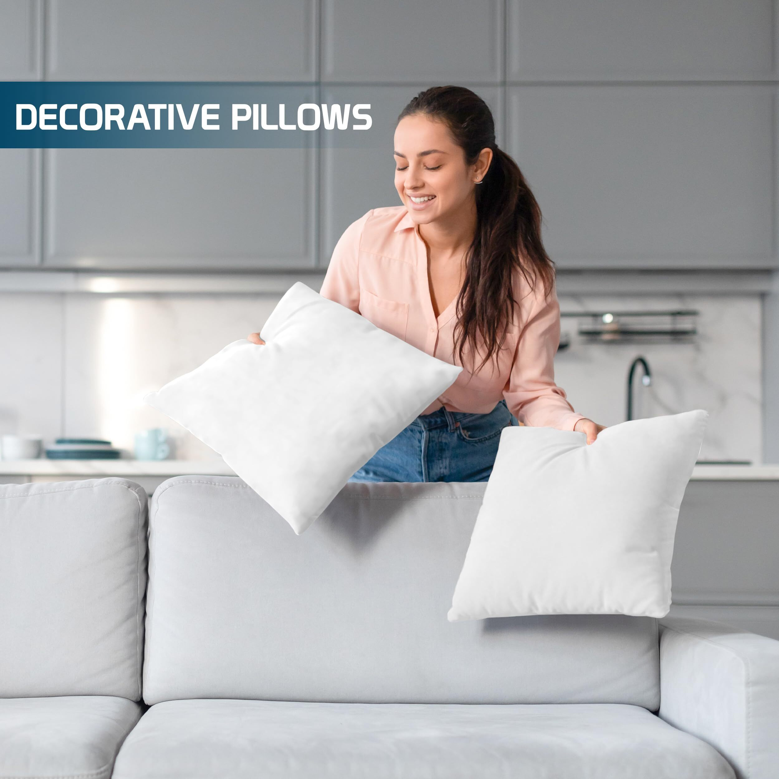 Utopia Bedding Throw Pillows (Set Of 4, White), 16 X 16 Inches Pillows For Sofa, Bed And Couch Decorative Stuffer Pillows