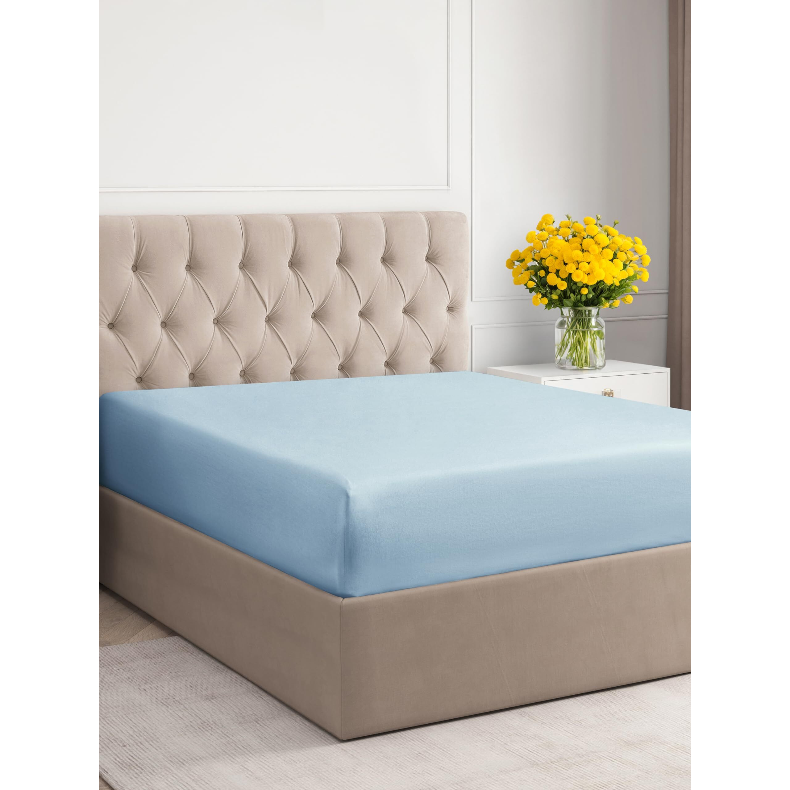 Cgk Unlimited Twin Xl Size Fitted Bed Sheet - Hotel Luxury - Fits Mattress Up To 16 - Extra Soft, Wrinkle Free, Breathable - Light Blue