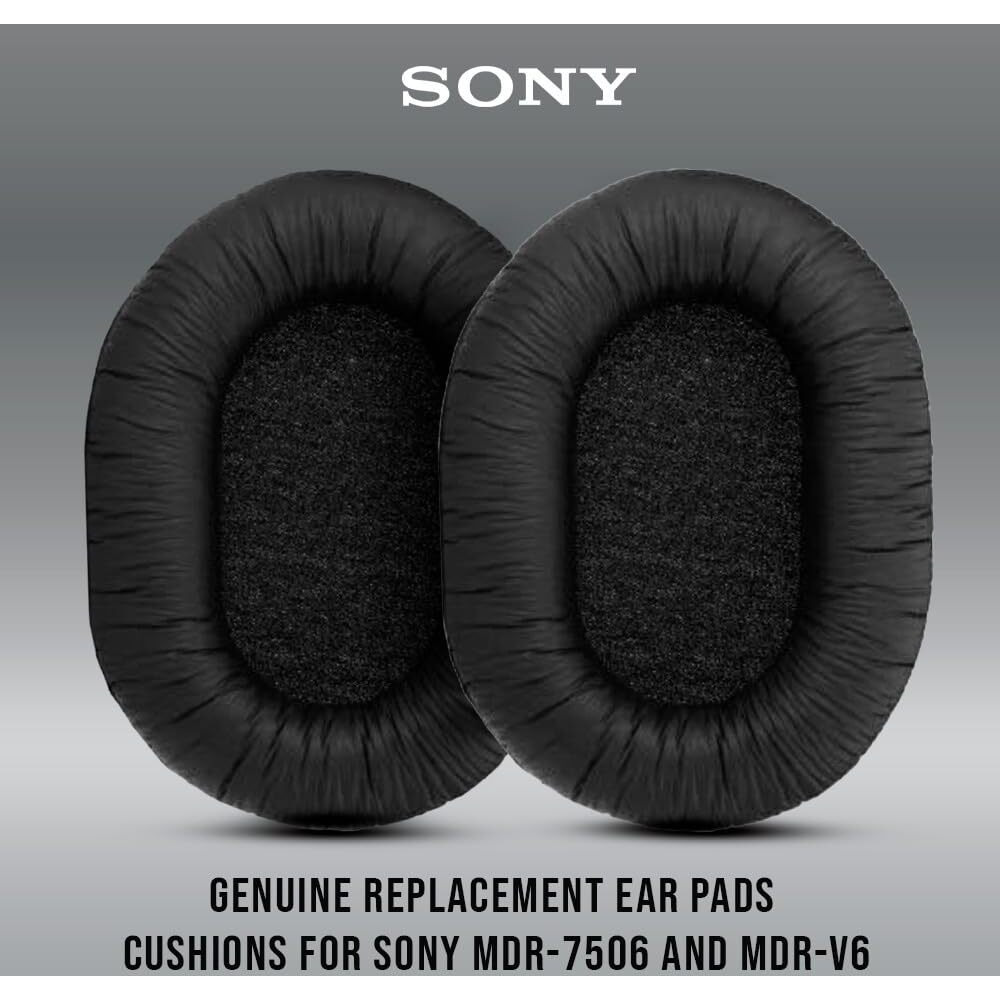Sony Genuine Replacement Ear Pads Cushions For Sony Mdr-7506 And Mdr-V6 Bundle (2-Pack, 2 Items)