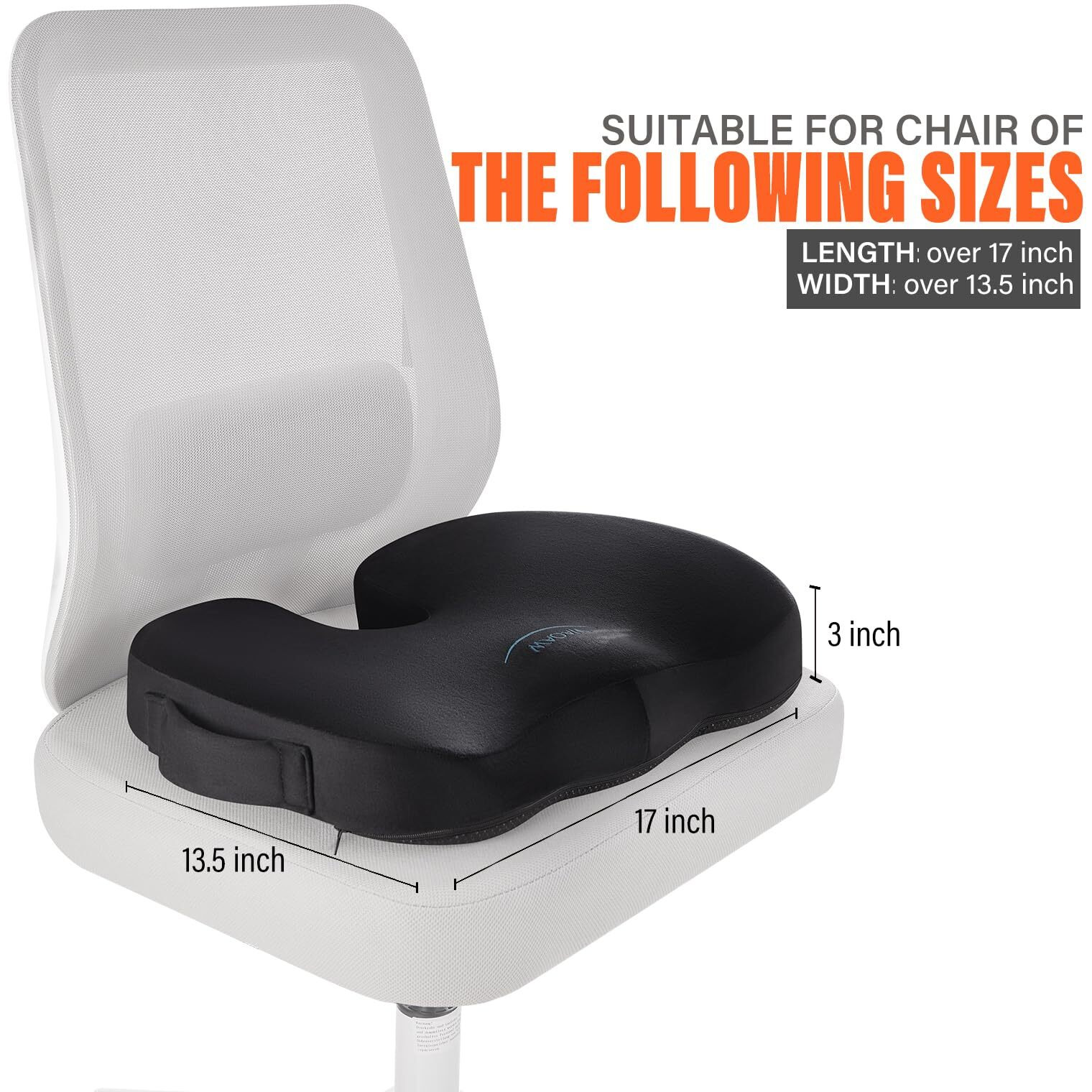 Waoaw Seat Cushion, Office Chair Cushions Butt Pillow For Car Long Sitting, Memory Foam Chair Pad For Back, Coccyx, Tailbone Pain Relief (Black)