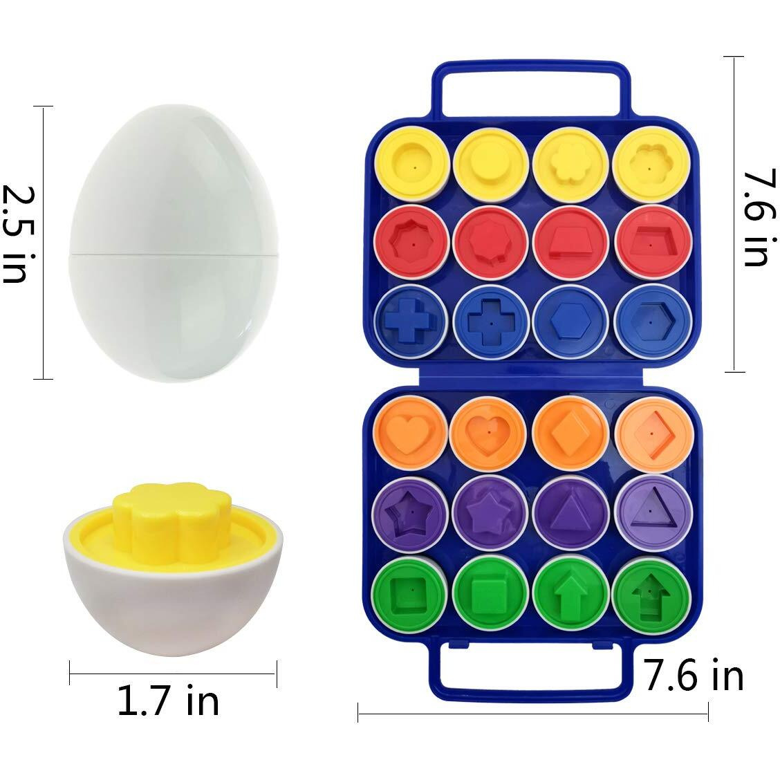 Beakabao 12Pcs Color And Shape Matching Egg Set Montessori Toddler Education Classification Toys For Fine Motor Skills Of The Fingers Muscles, Preschool Children Smart Puzzles Easter Gifts (Blue)