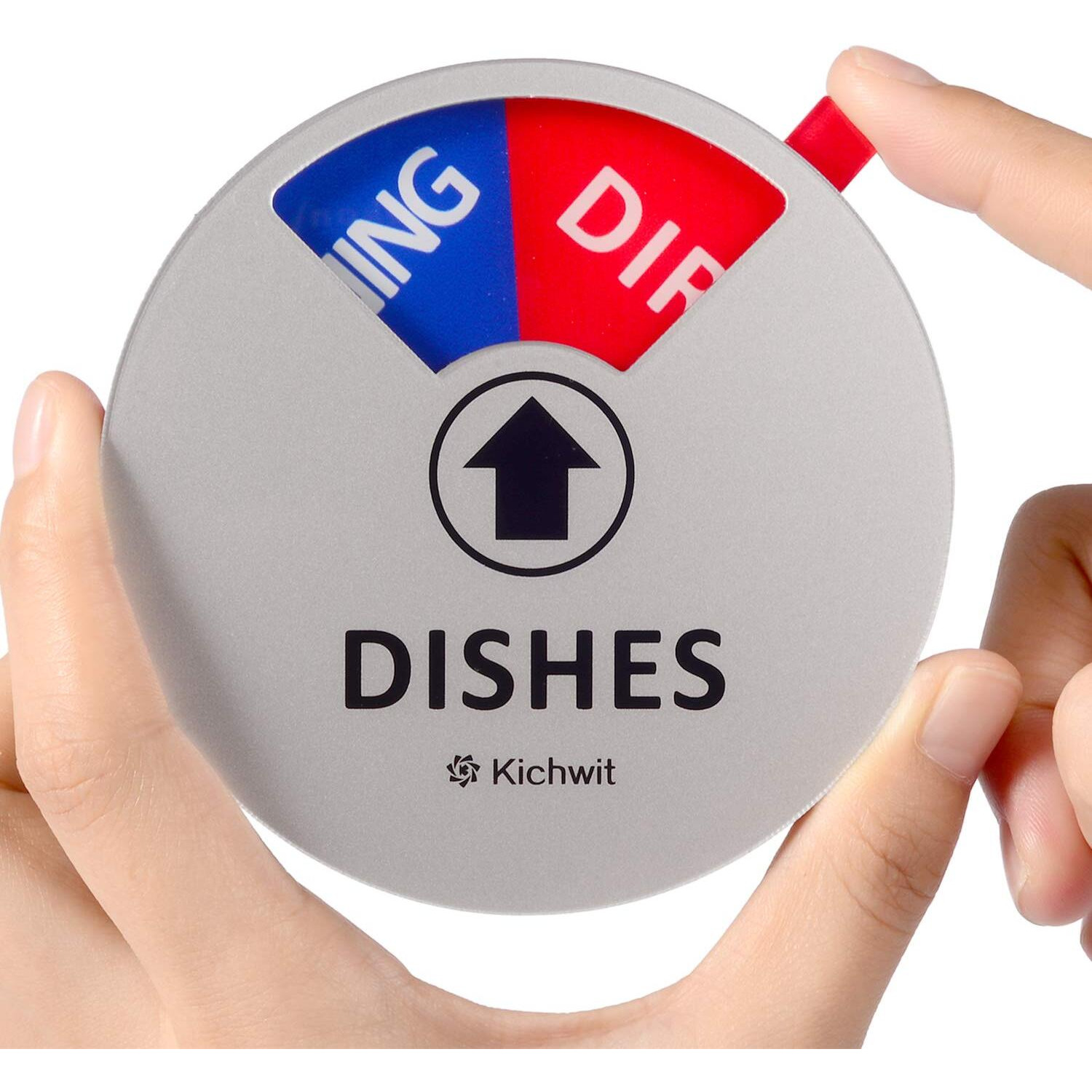 Kichwit Dishwasher Magnet Clean Dirty Sign Indicator With Running And Empty Options, Works On All Dishwashers, Non-Scratch Strong Magnetic Backing, Residue Free Adhesive Included, 4 Inch, Silver