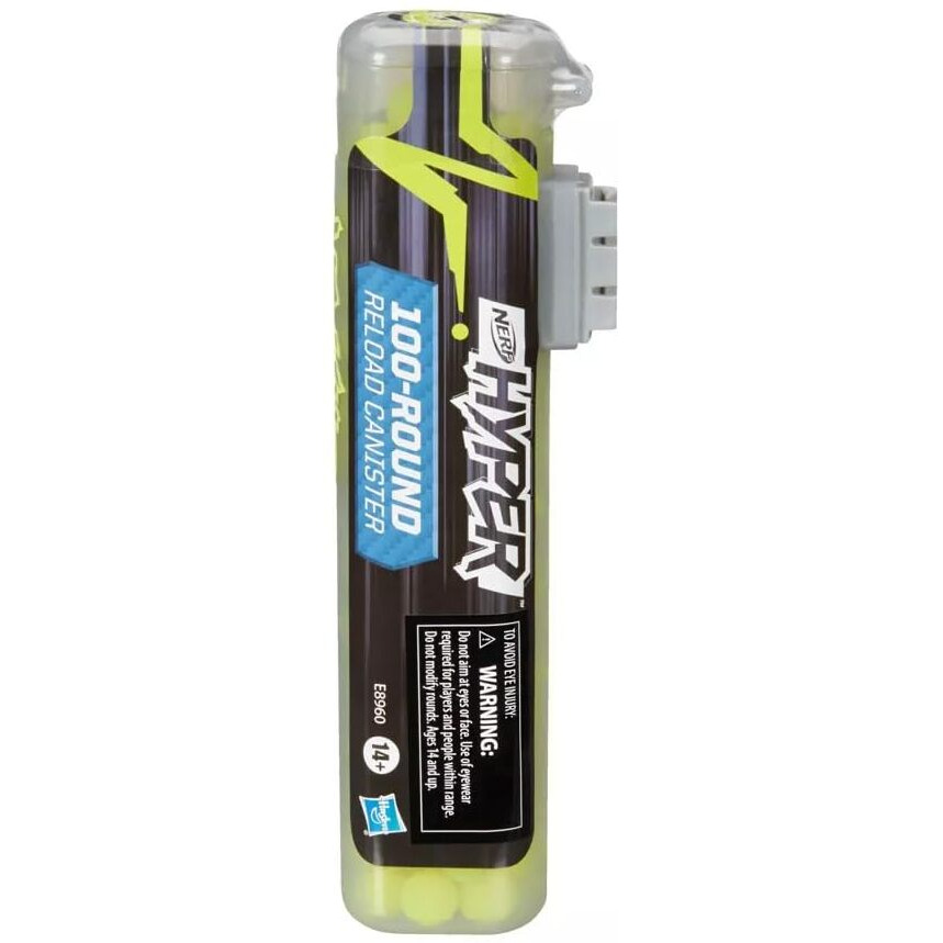 Nerf Hyper 100-Round Refill Canister - Easy Reload Canister, 100 Hyper Rounds - For Use Hyper Blasters, Green