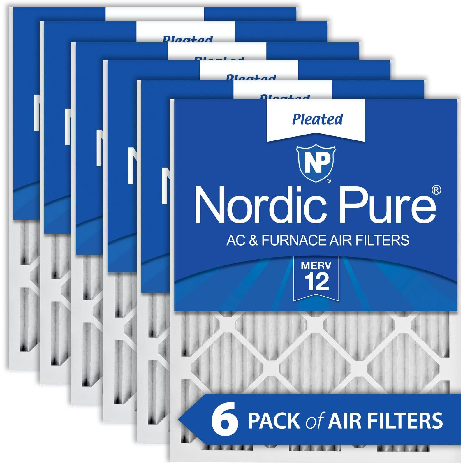 Nordic Pure 20X20X1 (19 1/2 X 19 1/2 X 3/4) Pleated Merv 12 Air Filters 6 Pack