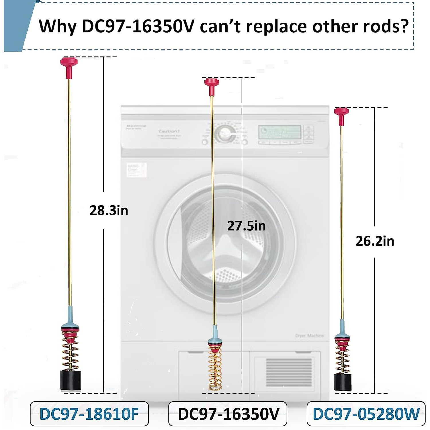 Dc97-16350V Washer Suspension Rods(27.6In), Replace Samsung Washer Suspension Rods, Compatible With Samsung Washer Wa54R7600Av/Us Wa54R7600Ac/Us Wa54R7200Aw/Us Wa54R7200Av/Us Wa54R7600Aw/Us