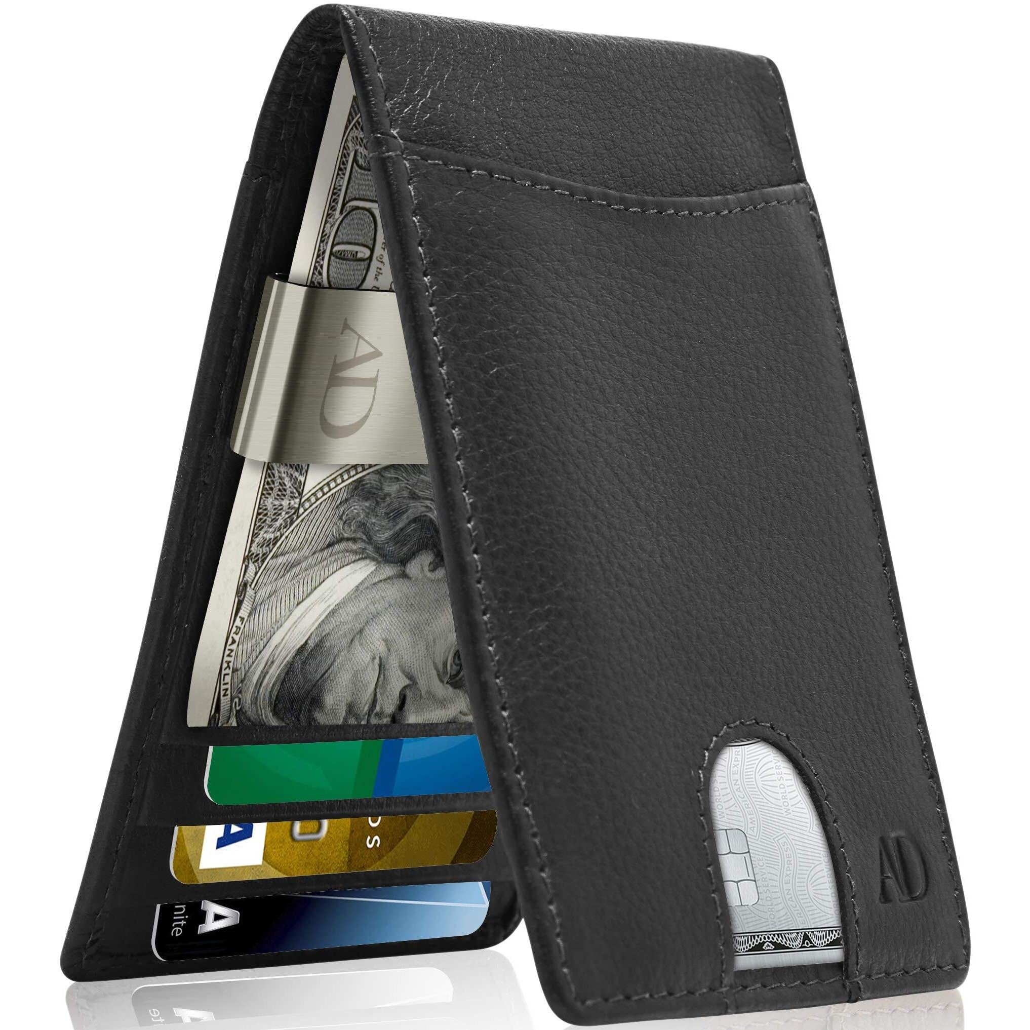 Access Denied Real Leather Wallets For Men - Front Pocket Slim Money Clip Bifold Mens Wallet Black Rfid Minimalist Credit Card Holder - Gifts For Men