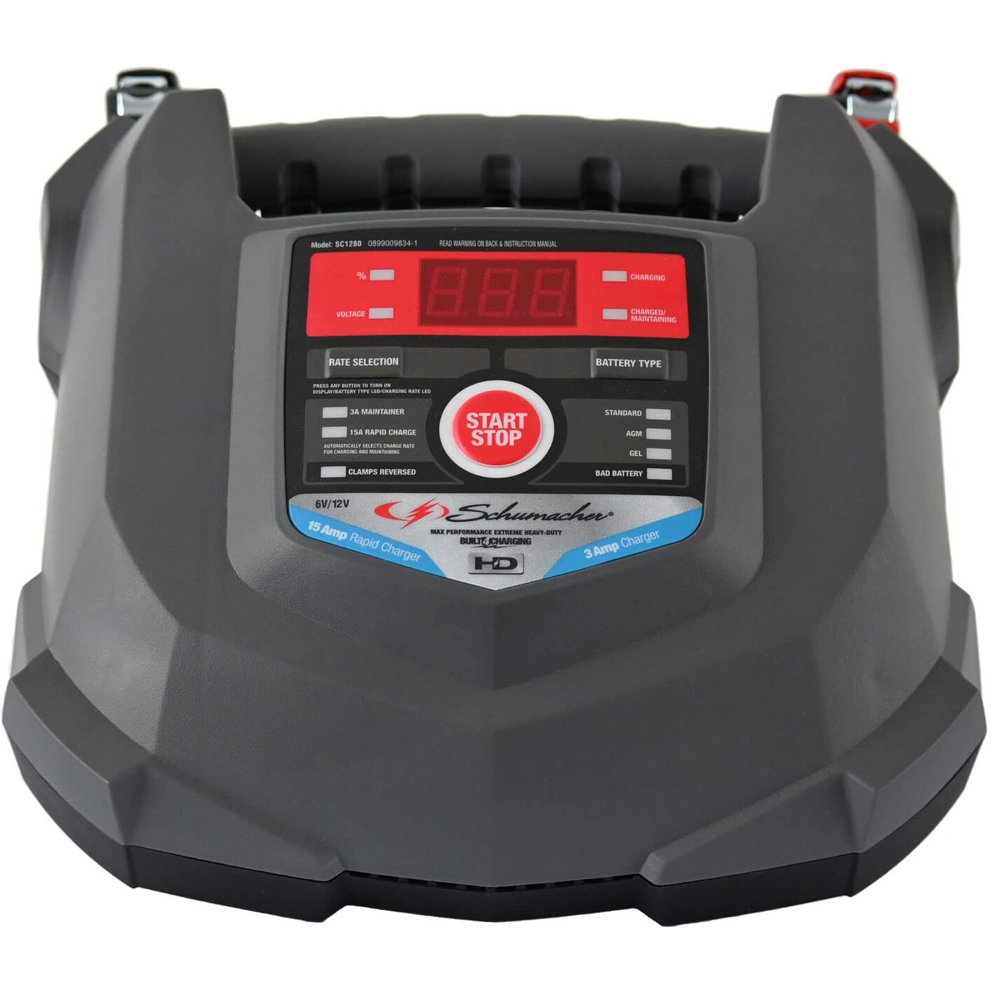 Schumacher Electric Car Battery Charger And Maintainer Sc1280 4-In-1, 15 Amp, Fully Automatic For 6V And12V Automobile Batteries - Ideal For Motorcycles, Cars, Trucks, Suvs, Marine Batteries, And More