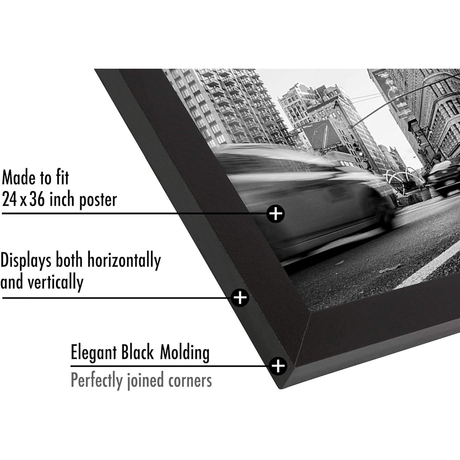 Americanflat 24X36 Poster Frame With Polished Plexiglass - Epic Collection - Gallery Wall Frames With Engineered Wood - Wide Photo Frame For Wall Display - Black
