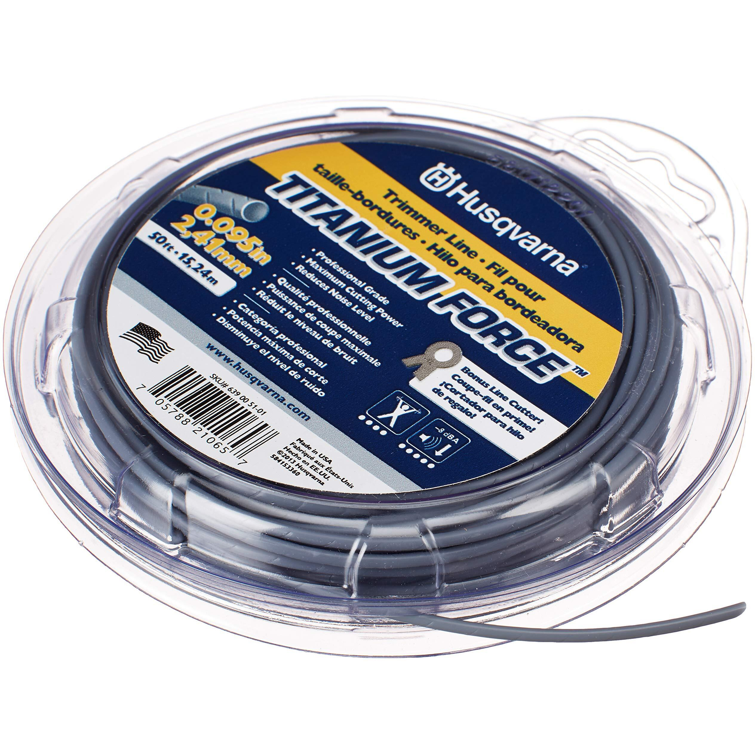 Husqvarna String Trimmer Line .095-Inch 50Ft Spool Titanium Force High Efficiency Long Life Faster Acceleration