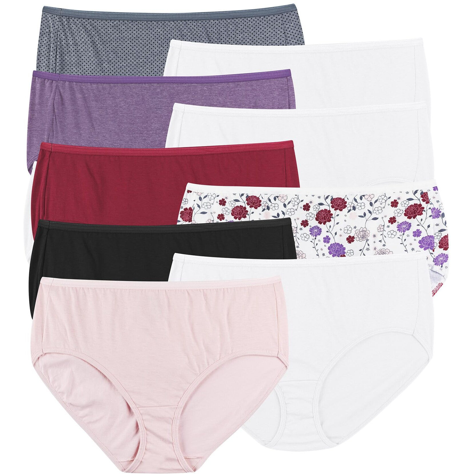 Just My Size Womens Cool Comfort Cotton 10-Pack Briefs, Assorted, 13 Us