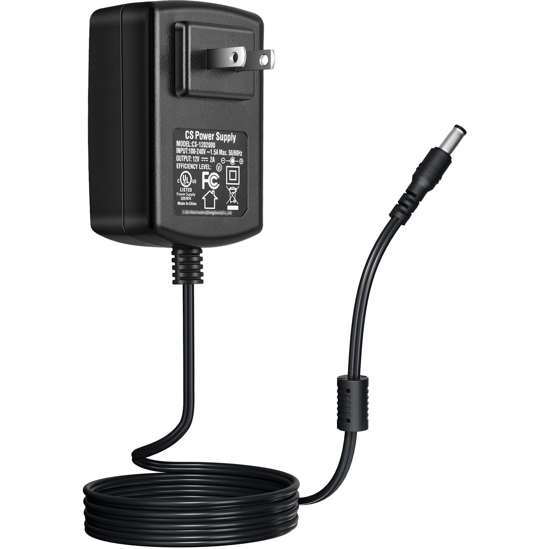 Security-01 Ac 100-240V To Dc 12V 2A Power Supply Adapter, Plug 5.5Mm X 2.1Mm For Cctv Camera Dvr Nvr Led Light Strip Ul Listed Fcc