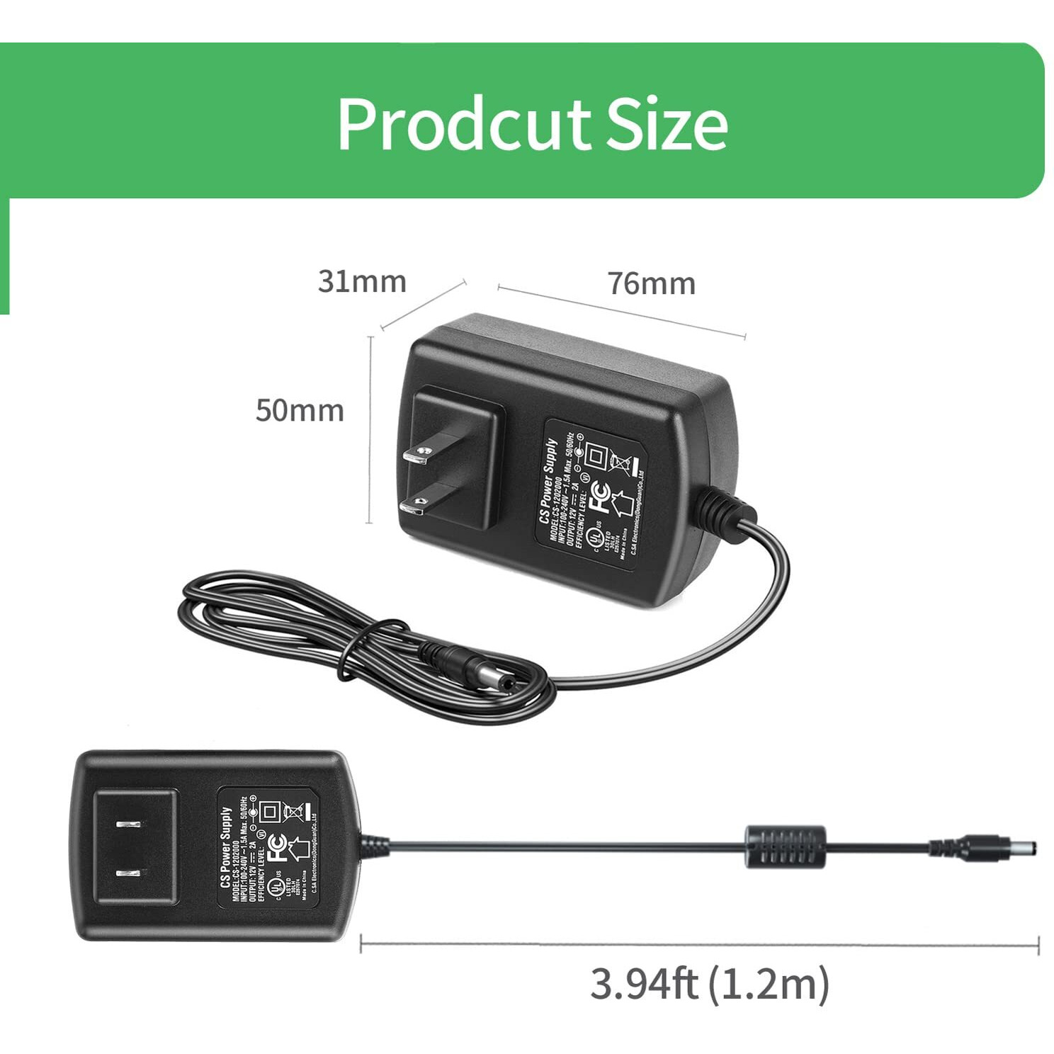 Security-01 Ac 100-240V To Dc 12V 2A Power Supply Adapter, Plug 5.5Mm X 2.1Mm For Cctv Camera Dvr Nvr Led Light Strip Ul Listed Fcc