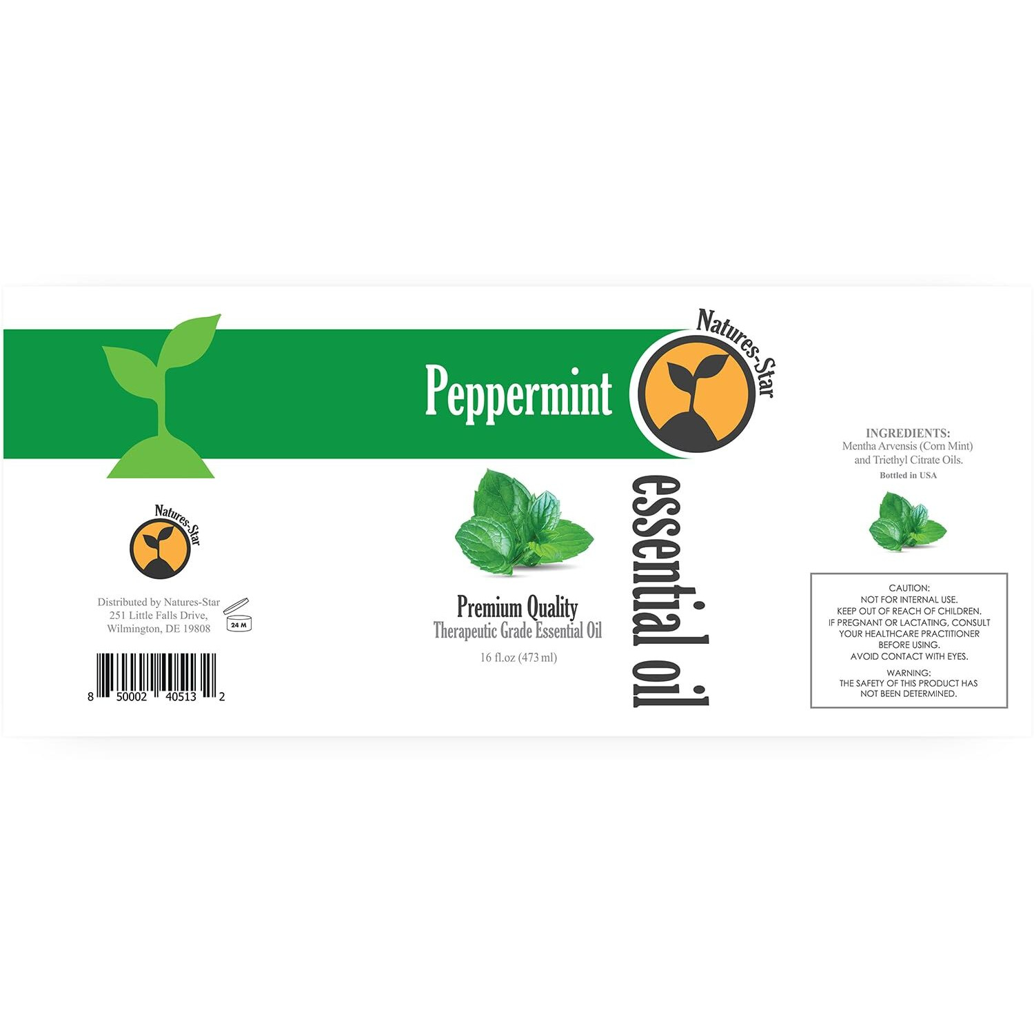 Natures-Star 16Oz - Bulk Size Peppermint Essential Oil (16 Ounce Total) - Therapeutic Grade Essential Oil - Therapeutic Grade Peppermint Oil For Diffuser - Mint Essential Oil For Candle Making