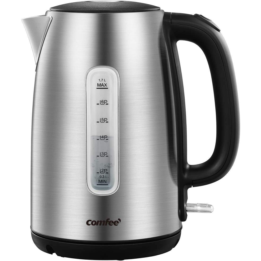 Comfee' Stainless Steel Electric Kettle, 1.7 Liter Tea Kettle Electric & Hot Water Kettle, 1500W Fast Boil With Led Light, Auto Shut-Off And Boil-Dry Protection