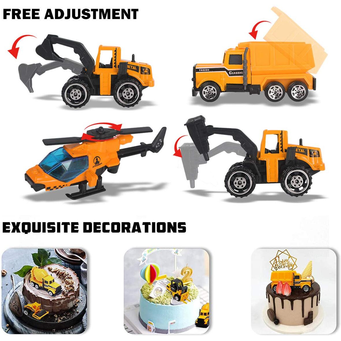 Joyfia Toys For Boys, 11 In 1 Engineering Die-Cast Construction Car Toddler Toys, Excavator Dumper Bulldozer, Kids Transport Carrier Truck Vehicles Gifts For Age 3 4 5 6 7 Year Old Boys