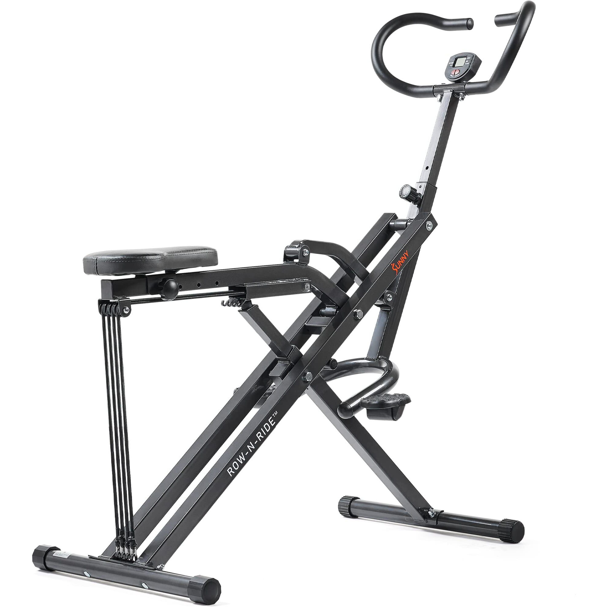 Sunny Health & Fitness Row-N-Ride Plus, Heavy Duty Assisted Squat Machine With 300 Lb Max Weight Capacity, Adjustable Resistance And Thick Padded Seat - No. 077Plus