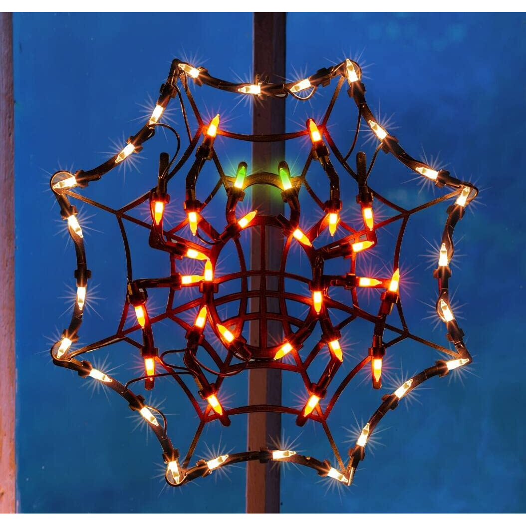 Justpro 12.8"" Lighted Cobweb Halloween Window Silhouette Decoration,Halloween Lighted Window Decoration,Hanging Light Up Holiday Ornament( Cobweb Light)
