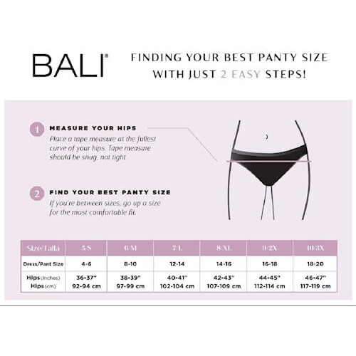 Bali Women's Seamless Panties, Smoothing Brief Underwear For Women, Full-Coverage Stretch Microfiber Briefs (Colors May Vary), Black Pointelle, 8