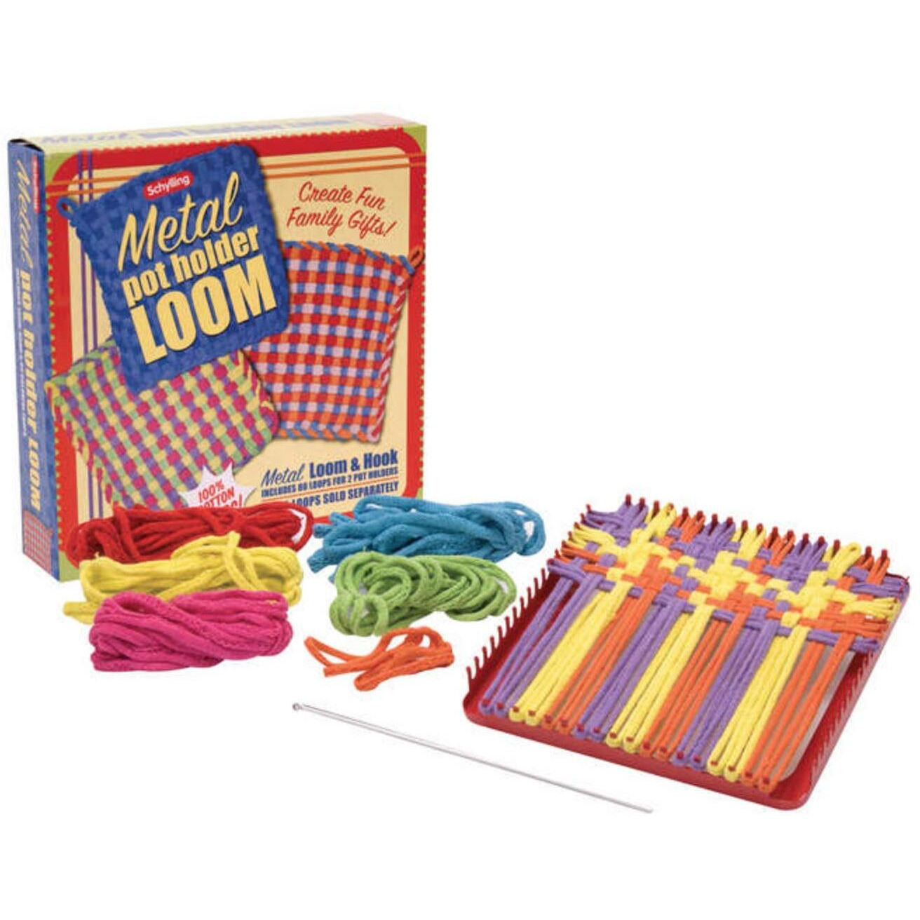 Schylling Metal Pot Holder Loom Kit & 40 Loop Refills Gift Set Bundle (Colors May Vary)