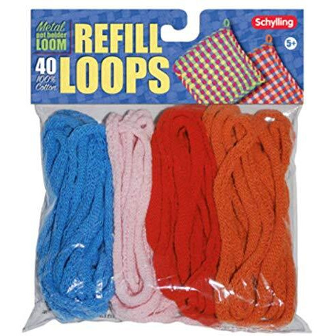 Schylling Metal Pot Holder Loom Kit & 40 Loop Refills Gift Set Bundle (Colors May Vary)