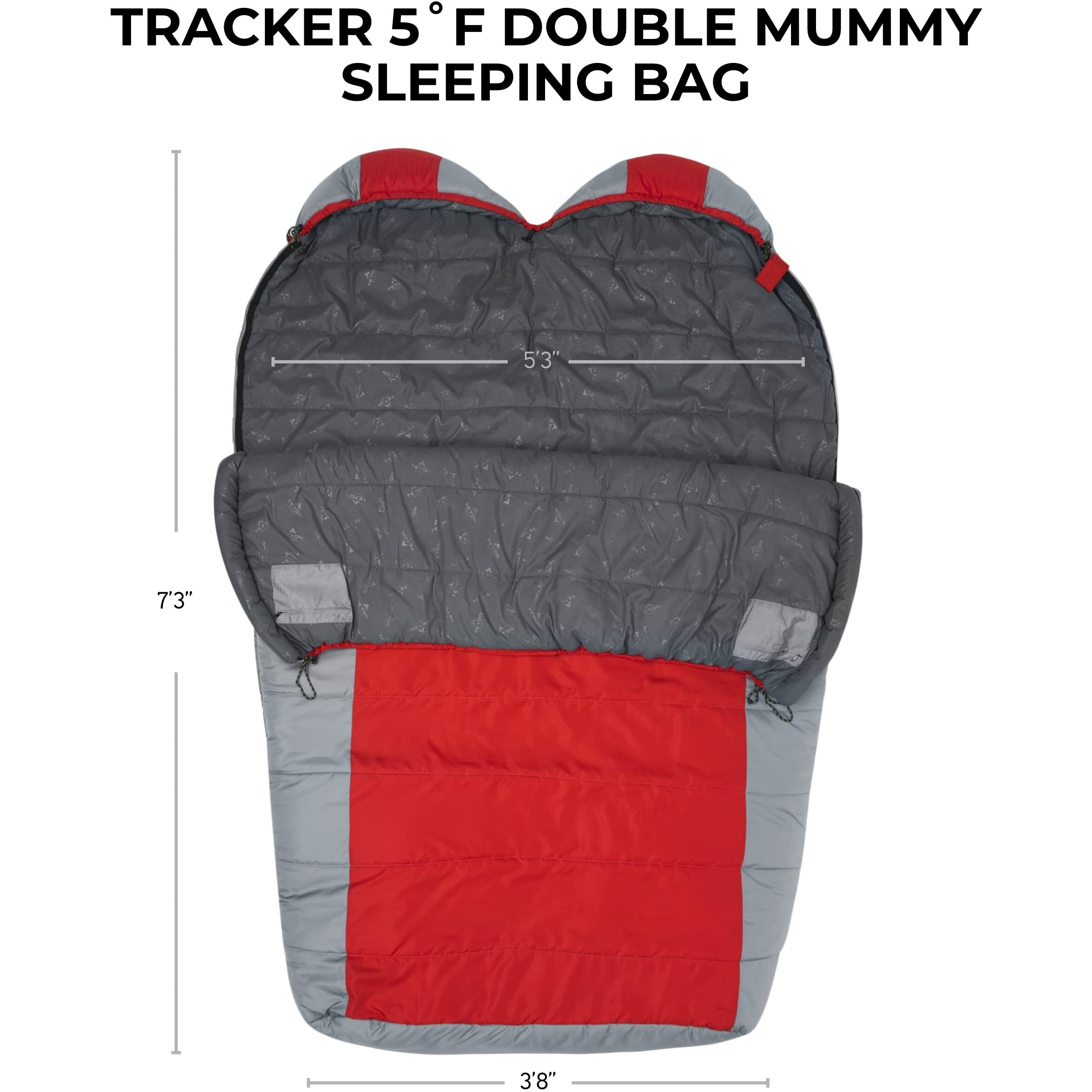 Teton Sports Tracker, 5 Degree Sleeping Bag Lightweight, Warm Mummy Sleeping Bag, Camping, Backpacking, Hiking