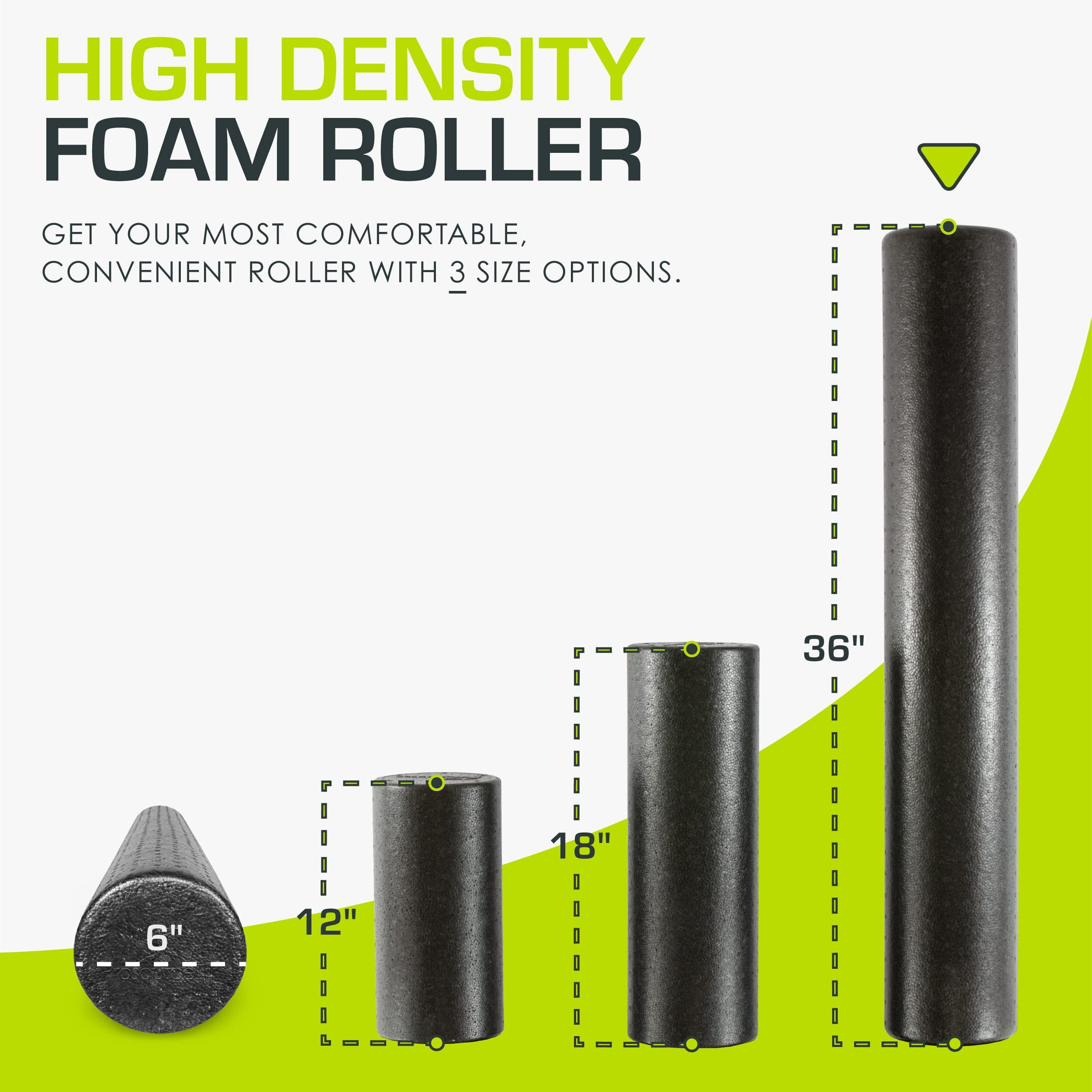 Prosourcefit High Density Foam Rollers 36 - Inches Long, Firm Full Body Athletic Massage Tool For Back Stretching, Yoga, Pilates, Post Workout Muscle Recuperation, Black