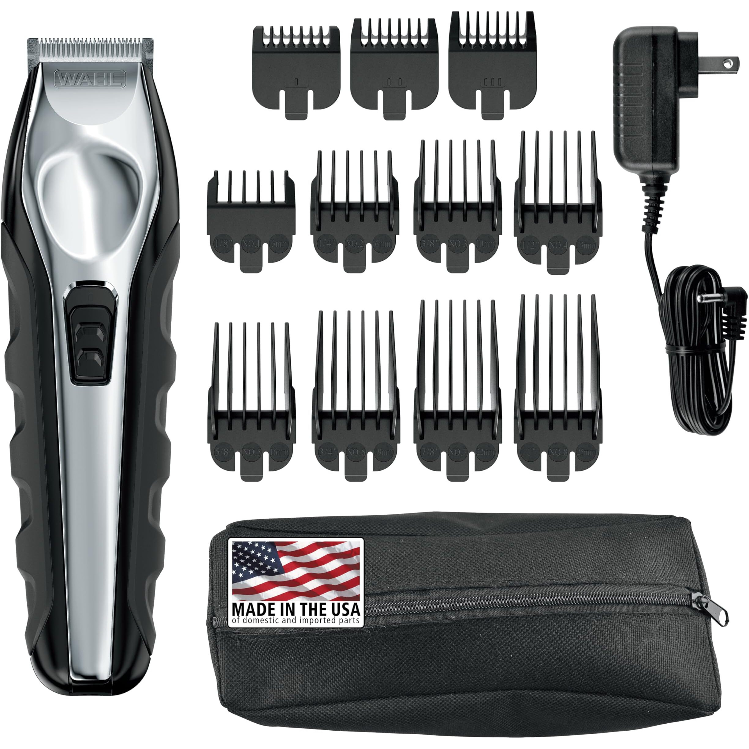 Wahl Usa Lithium Ion Total Beard Trimmer For Men With 11 Guide Combs For Easy Trimming, Detailing, & Grooming - Model 9888