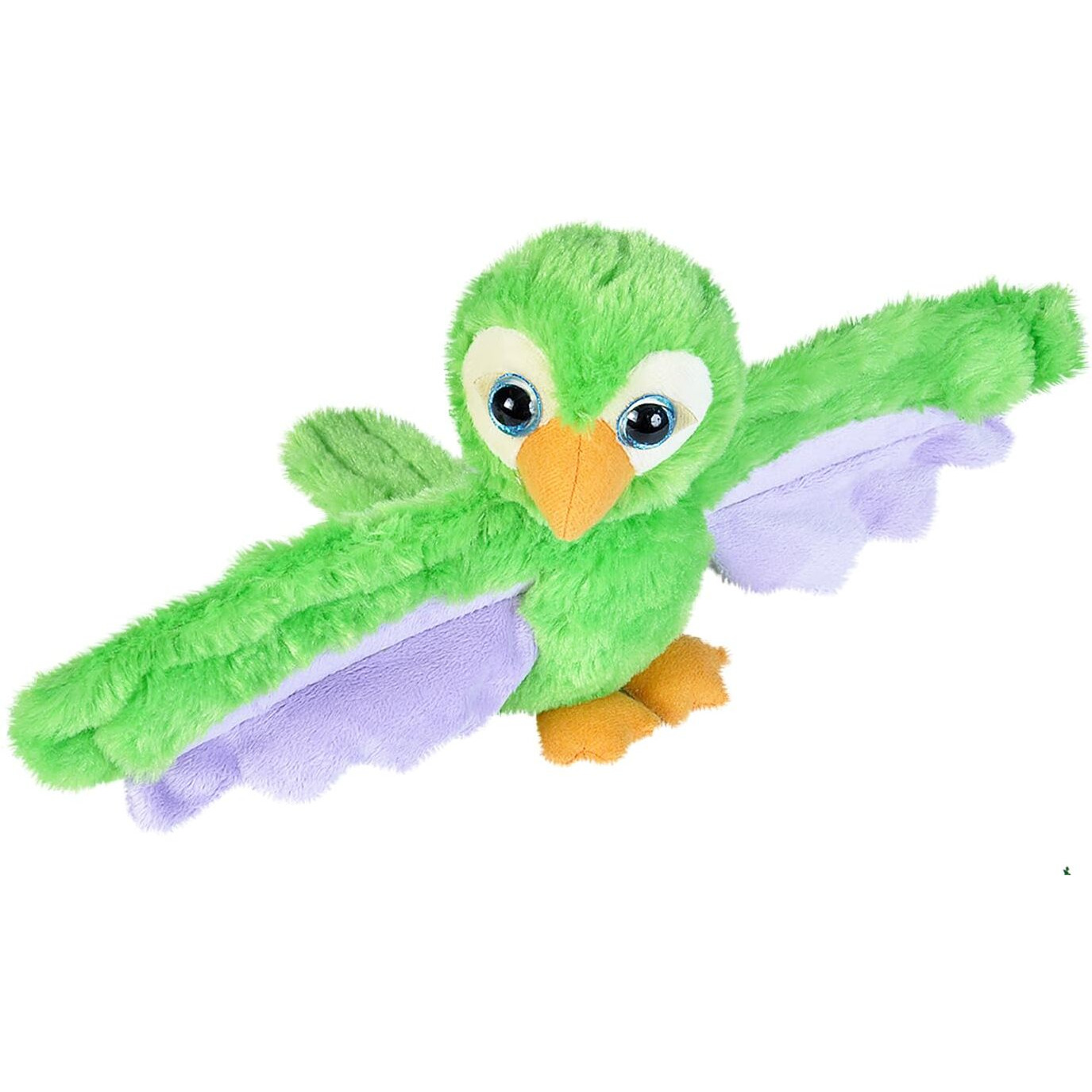Wild Republic Huggers Green Parrot Plush Toy, Slap Bracelet, Stuffed Animal, Kids Toys, 8""