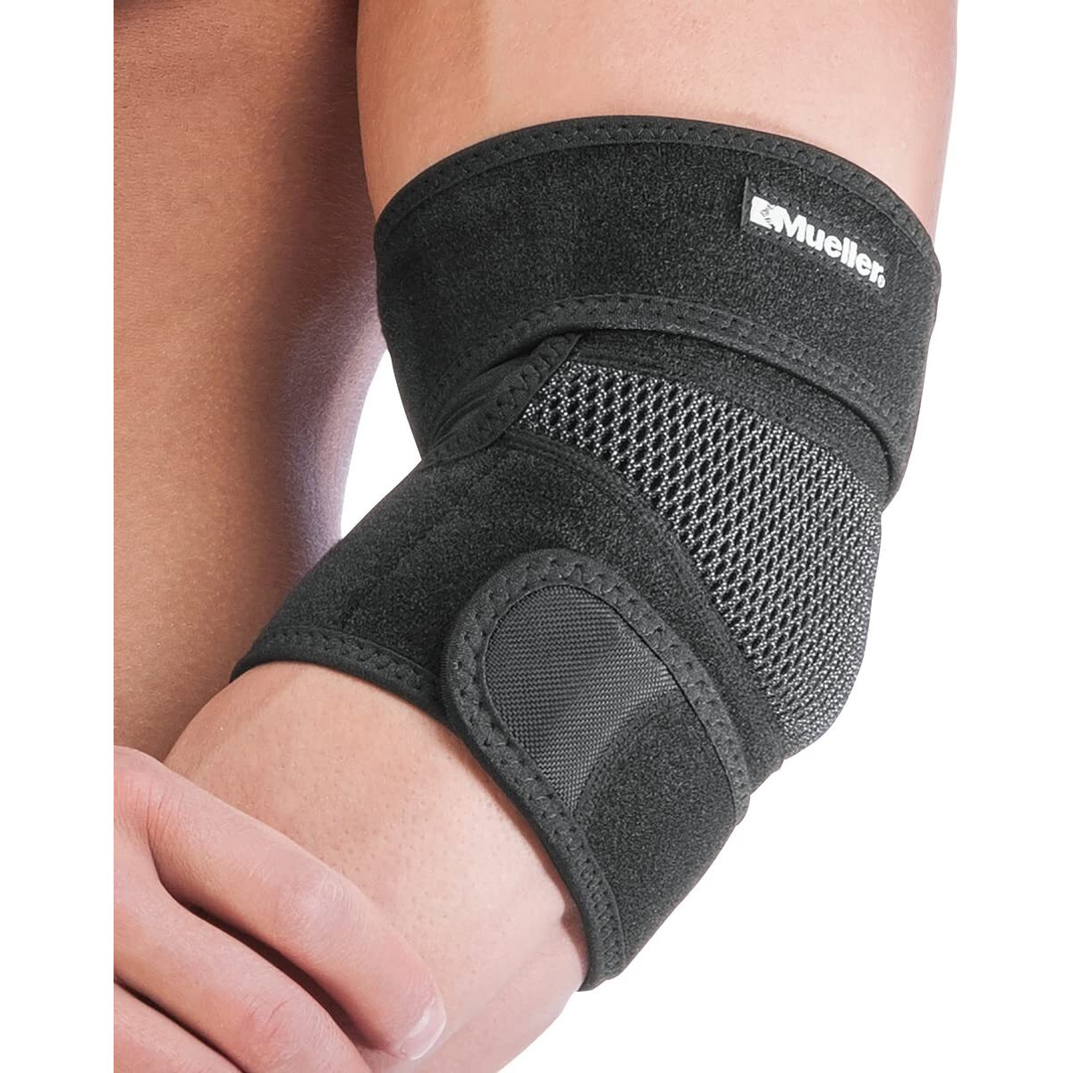 Mueller Sports Medicine Adjustable Elbow Support Sleeve, Elbow Pain Relief Brace For Men And Women, Black, One Size