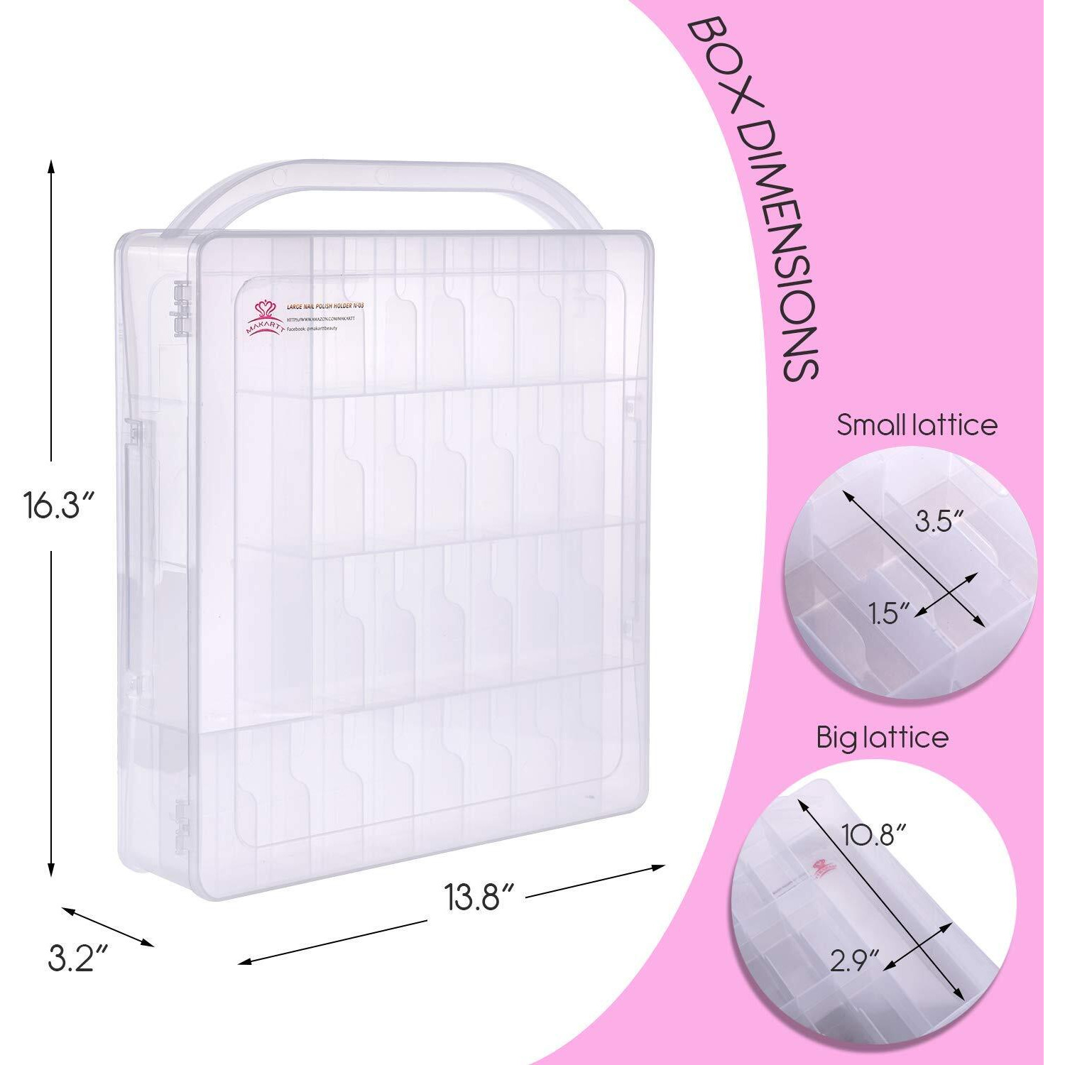 Makartt Gel Nail Polish Organizer Holder For 60 Bottles With Large Separate Compartment Universal Clear Nail Storage Travel Case Space Saver For Manicure Tools Nails Supply Displayer N-03