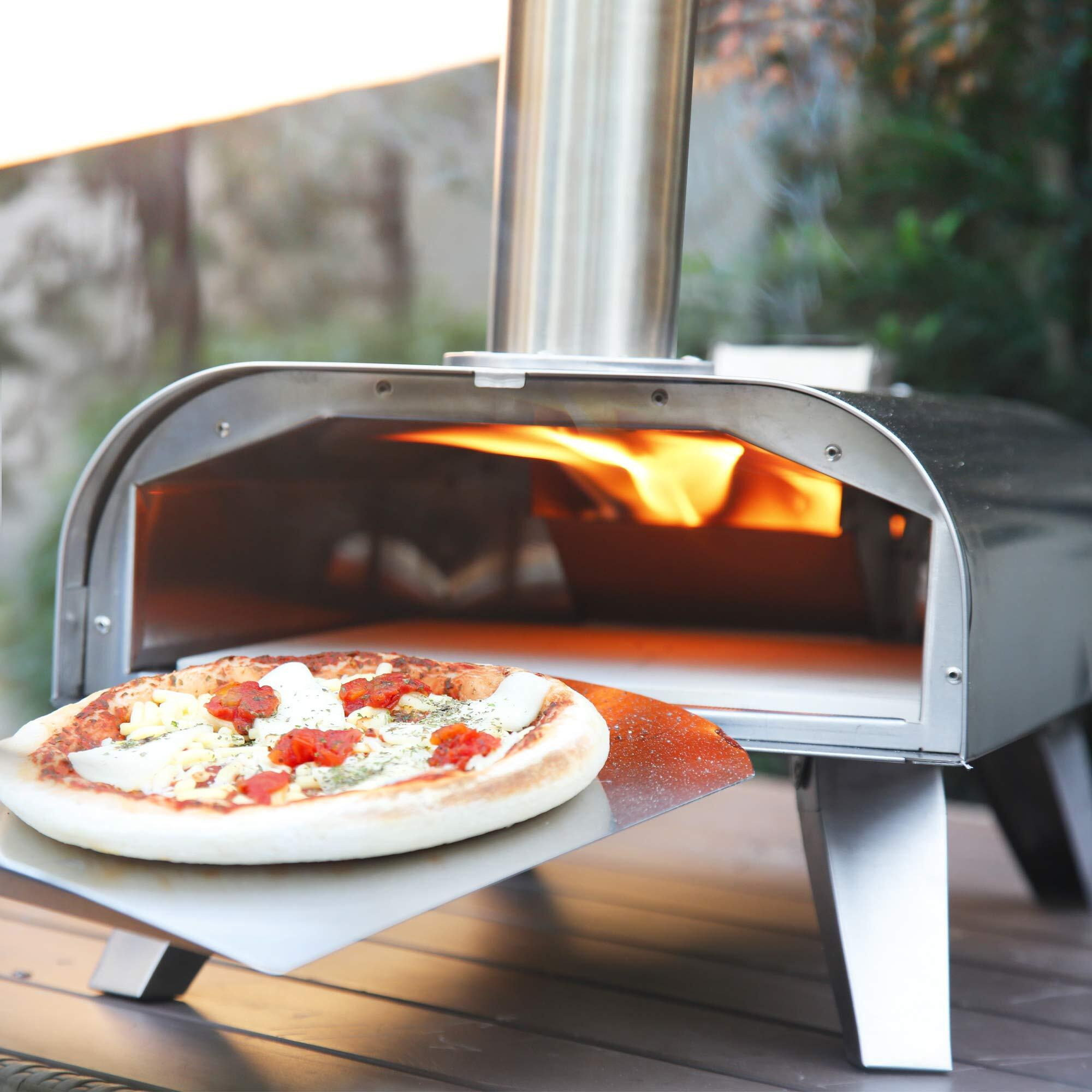 Big Horn Outdoors Pizza Ovens Wood Pellet 12    Pizza Oven Cooking Pizza Maker Portable Stainless Steel Pizza Grill, Silver Portable Party Use