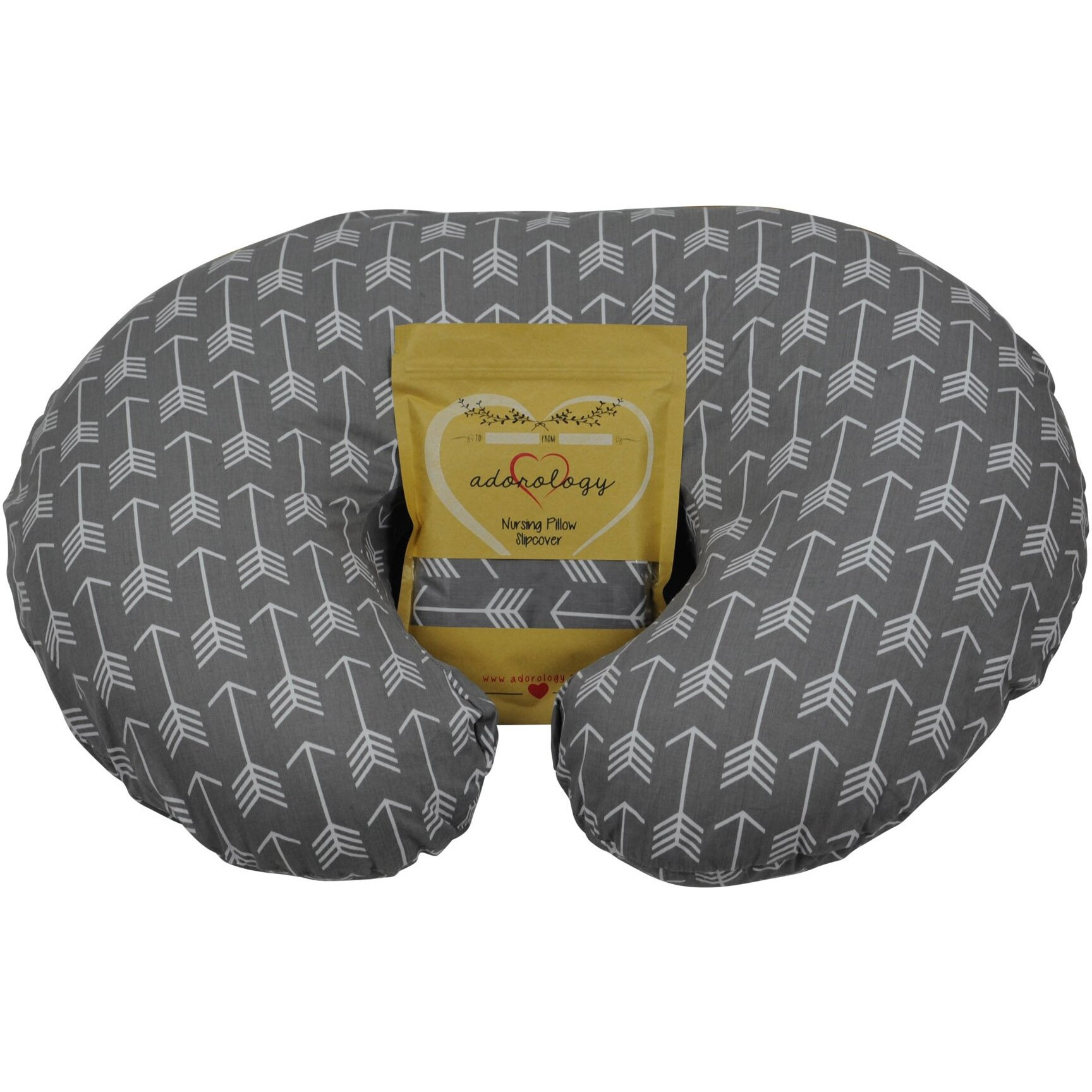 Adorology Nursing Pillow Slipcover, Gray Arrow Design, Maternity Breastfeeding Newborn Infant Feeding Cushion Cover Case, Baby Shower For New Moms