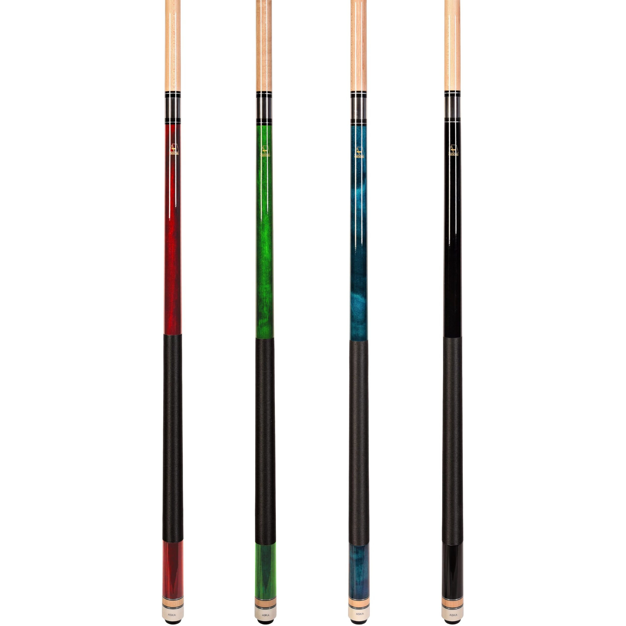 Set Of Aska L2 Billiard Pool Cue Sticks, 58"" Hard Rock Canadian Maple, 5/16X18 Joint, 13Mm Hard Tip, Mixed Weights (Set Of 4 Sticks)