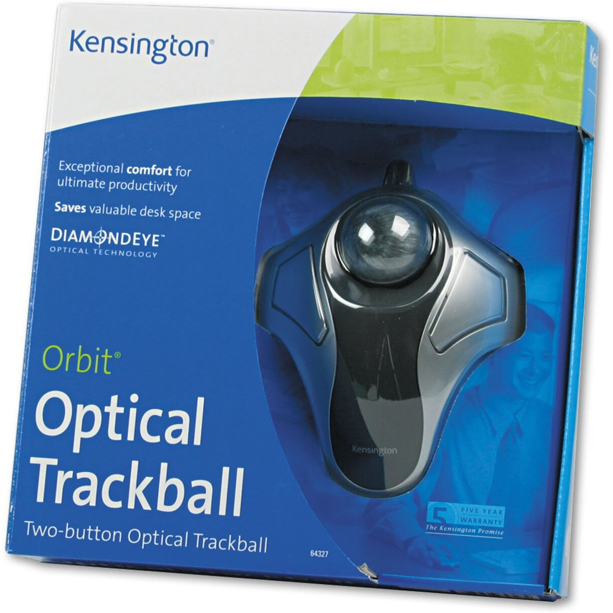 Kensington Orbit Optical Trackball Mouse, Usb 2.0, Left/Right Hand Use, Black/Silver