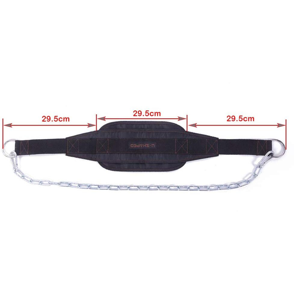 Hemeraphit Weighted Chin Up Belt With Chain Dip Belt Powerlifting Strength Training Pull Up Belt Waist Back Support