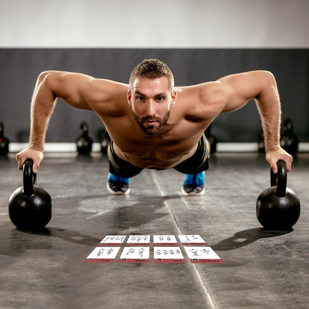 Newme Fitness Kettlebell Workout Cards, Instructional Fitness Deck For Women & Men, Beginner Fitness Guide To Training Exercises At Home Or Gym