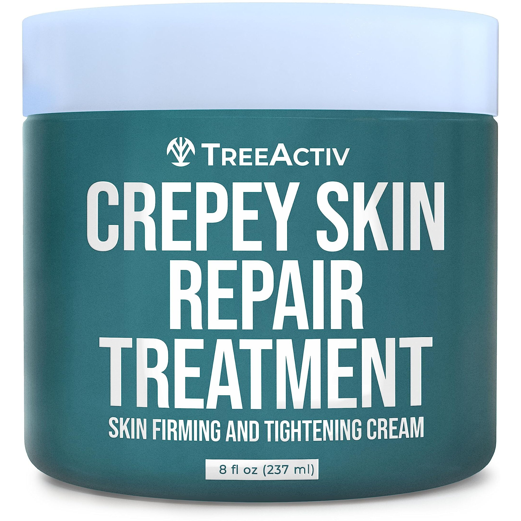 Treeactiv Crepey Skin Repair Treatment, 8Oz, Firming Cream For Face And Neck, Skin Firming And Tightening Lotion With Hyaluronic Acid, Crepey Skin Treatment That Moisturizes Dry Crepe Skin, 500+ Uses