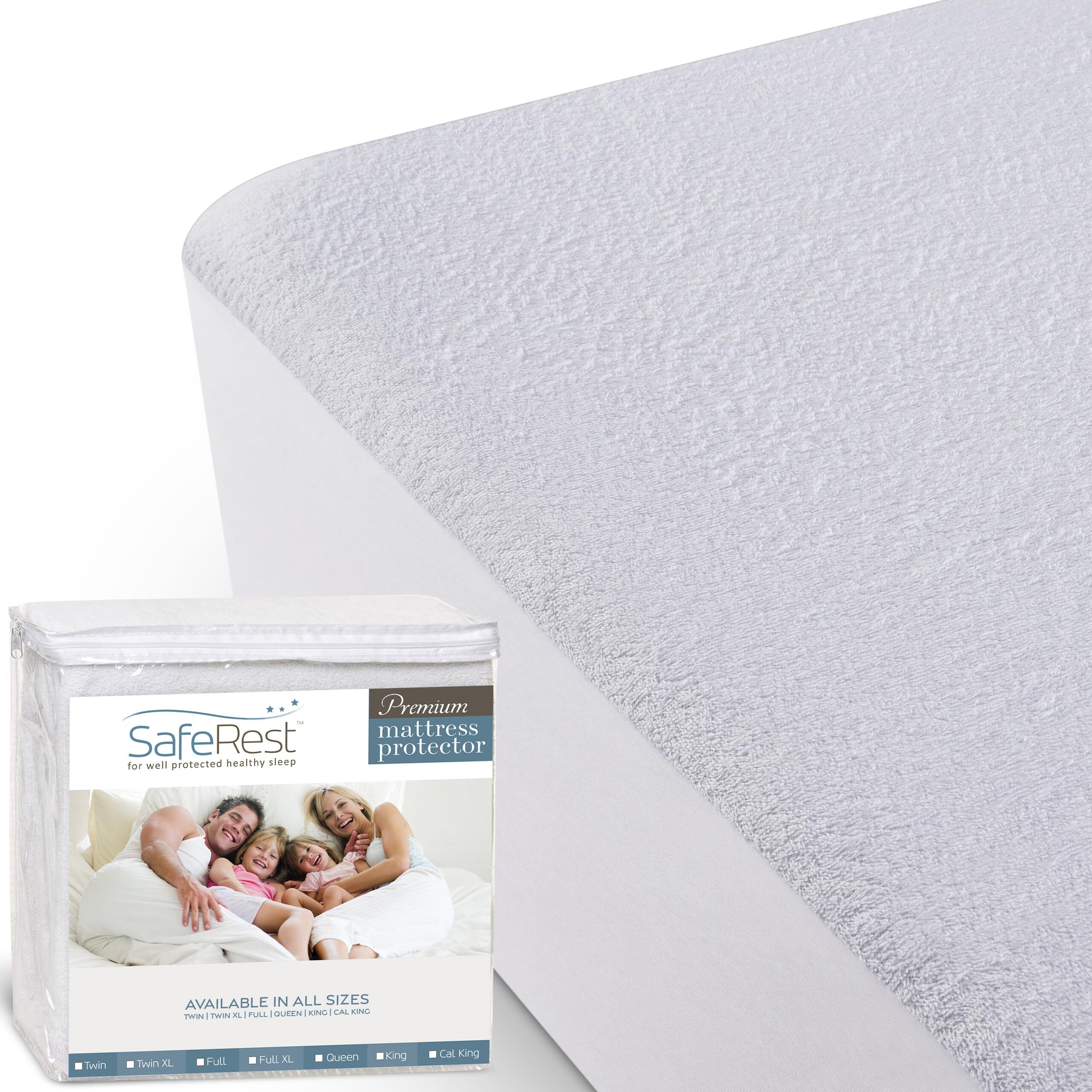 Saferest 100% Waterproof King Size Mattress Protector - Fitted With Stretchable Pockets - Machine Washable Cotton Mattress Cover For Bed - Perfect Bedding Airbnb Essentials For Hosts