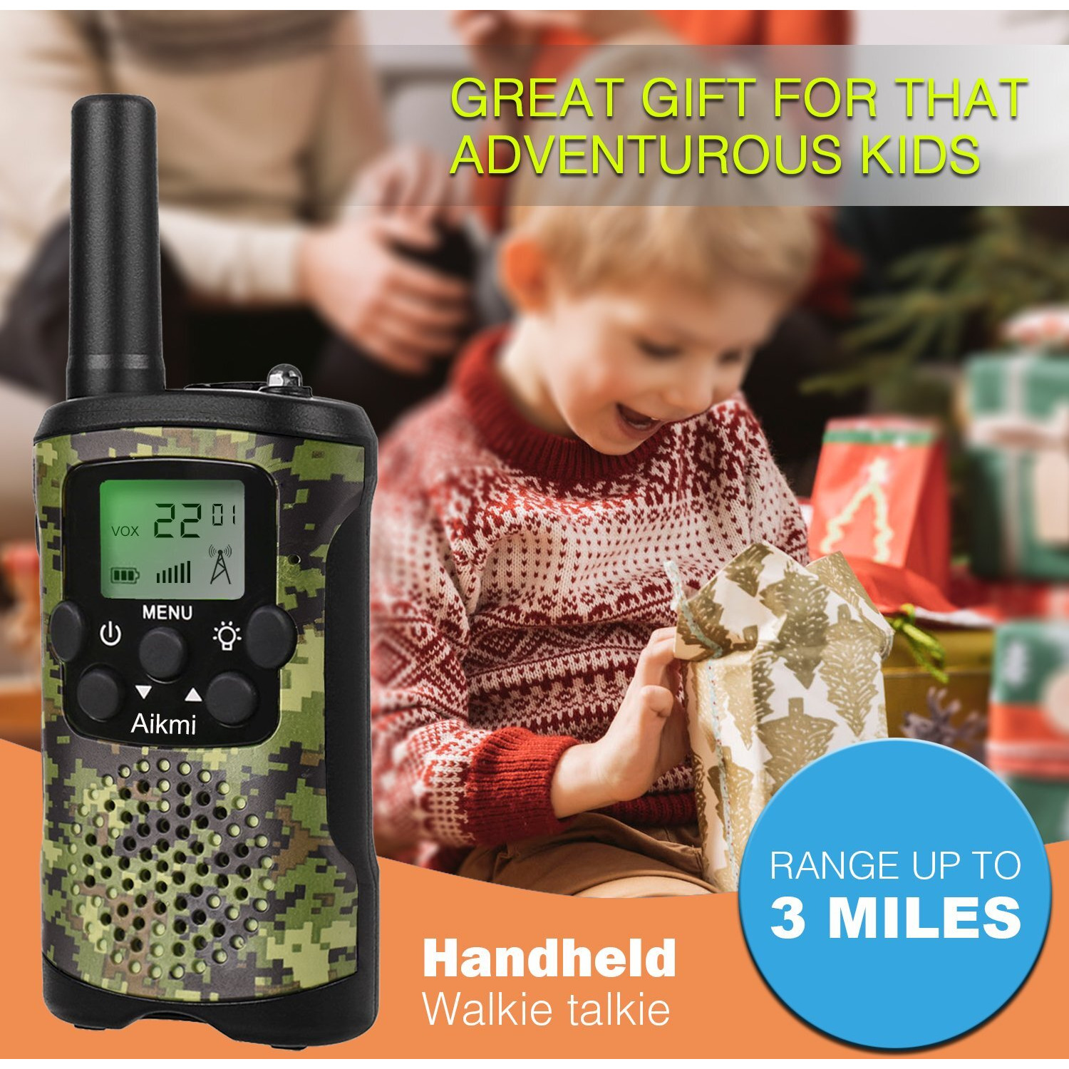 Walkie Talkies For Kids 22 Channel 2 Way Radio 3 Miles Long Range Handheld Walkie Talkies Durable Toy Best Birthday Gifts For 6 Year Old Boys And Girls Fit Adventure Game Camping (Green Camo 1)